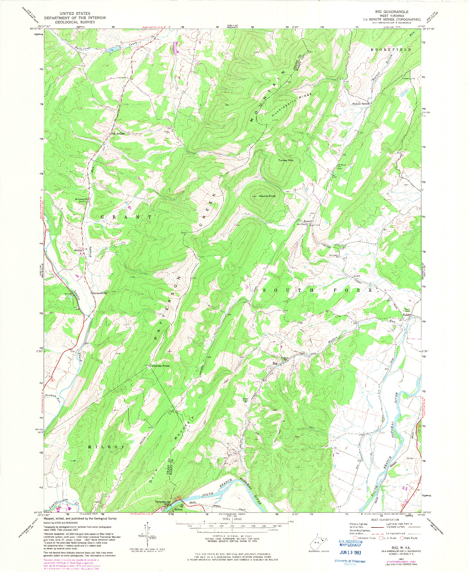 USGS 1:24000-SCALE QUADRANGLE FOR RIG, WV 1967