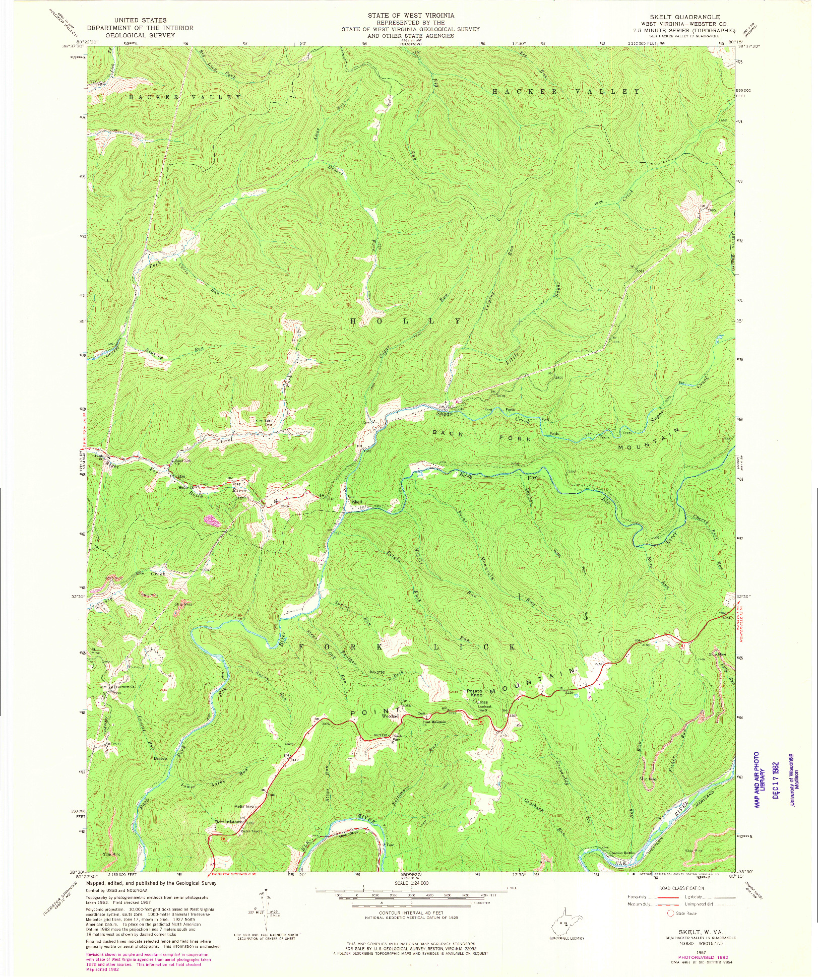 USGS 1:24000-SCALE QUADRANGLE FOR SKELT, WV 1967