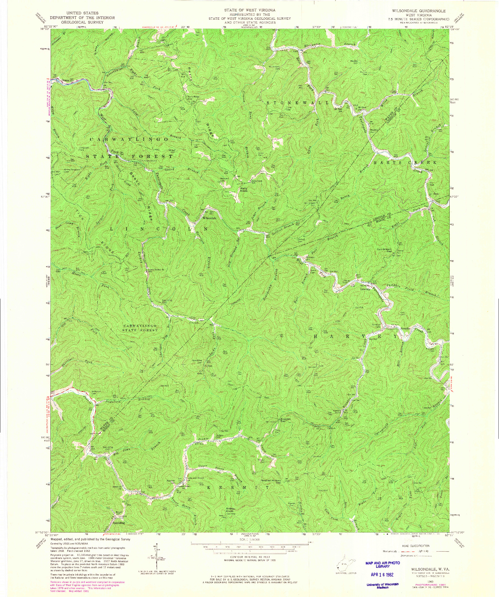 USGS 1:24000-SCALE QUADRANGLE FOR WILSONDALE, WV 1963