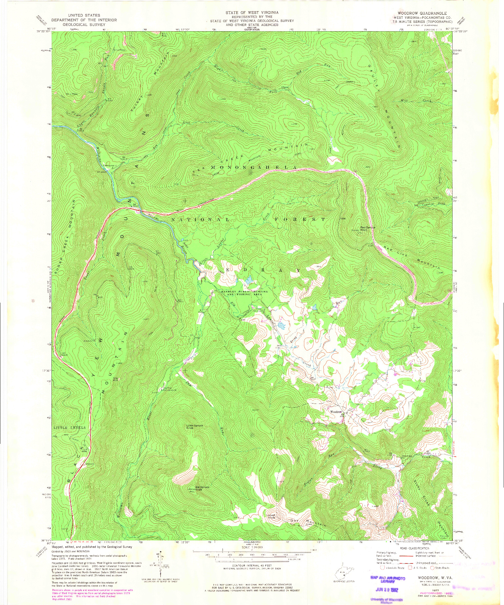 USGS 1:24000-SCALE QUADRANGLE FOR WOODROW, WV 1977