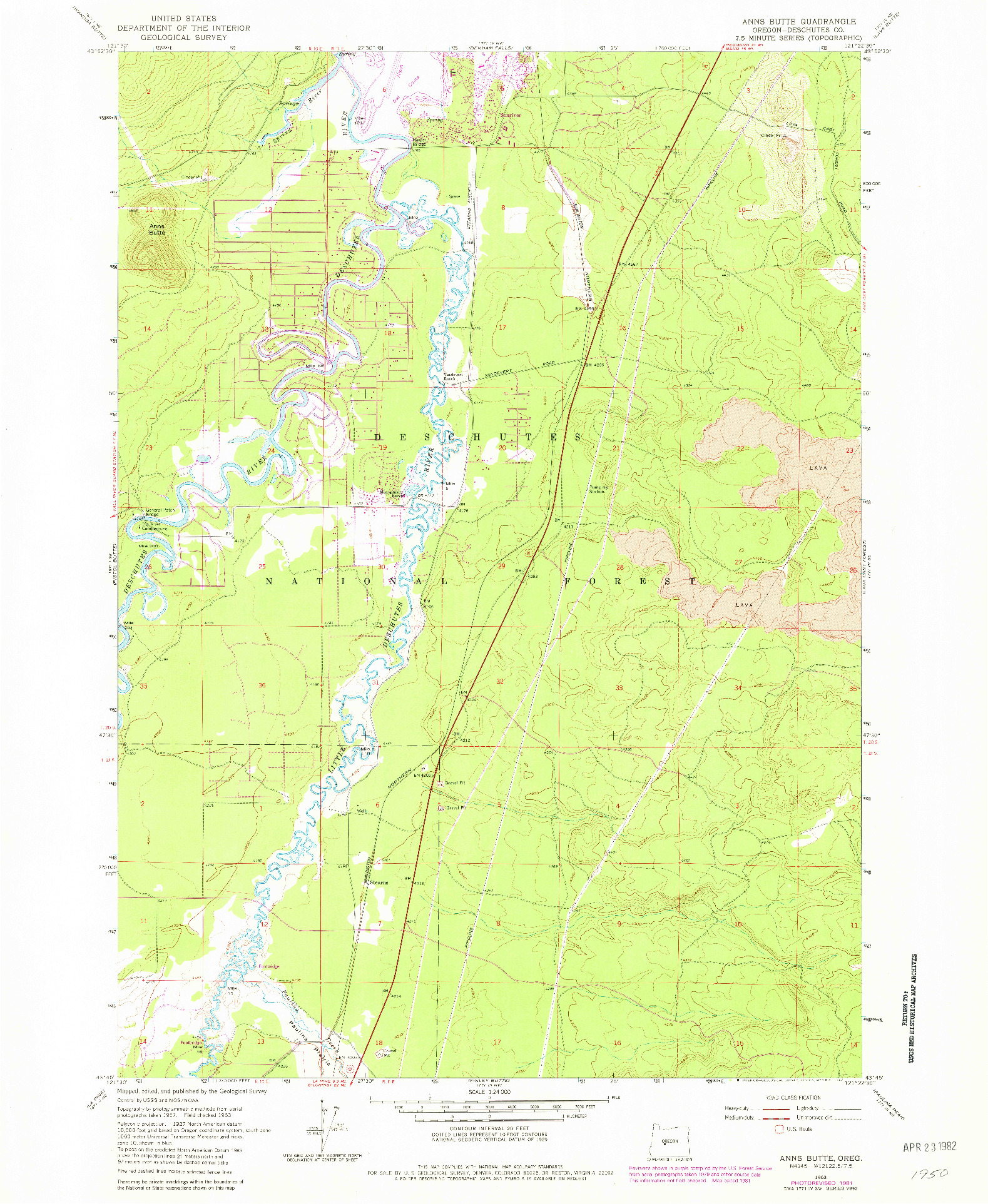 USGS 1:24000-SCALE QUADRANGLE FOR ANNS BUTTE, OR 1963