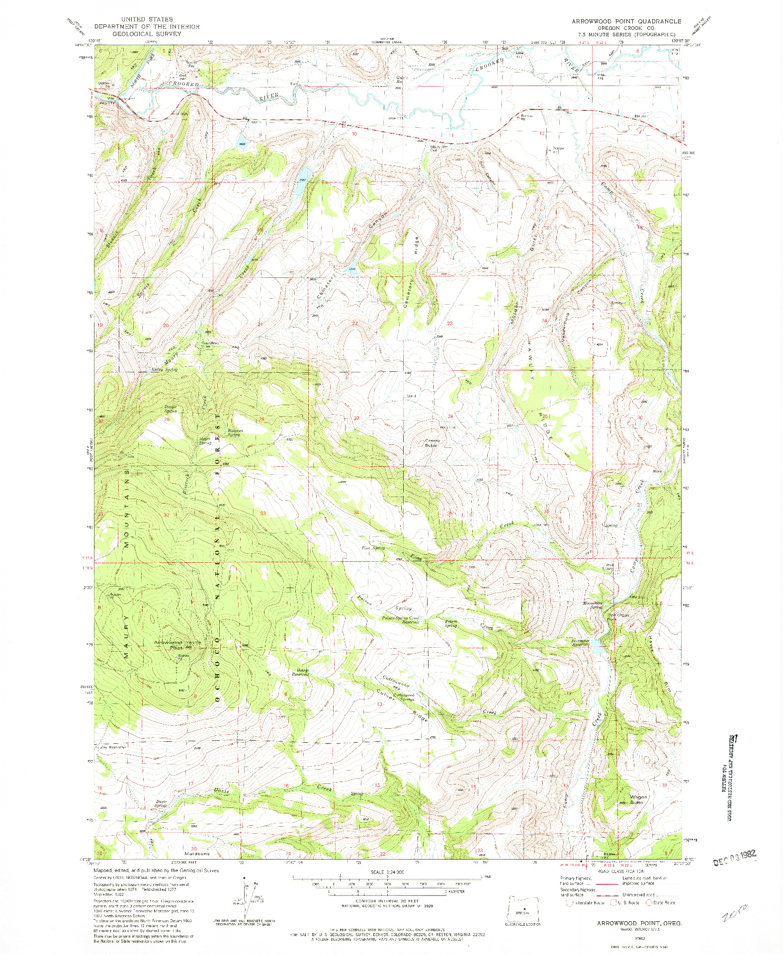 USGS 1:24000-SCALE QUADRANGLE FOR ARROWWOOD POINT, OR 1982