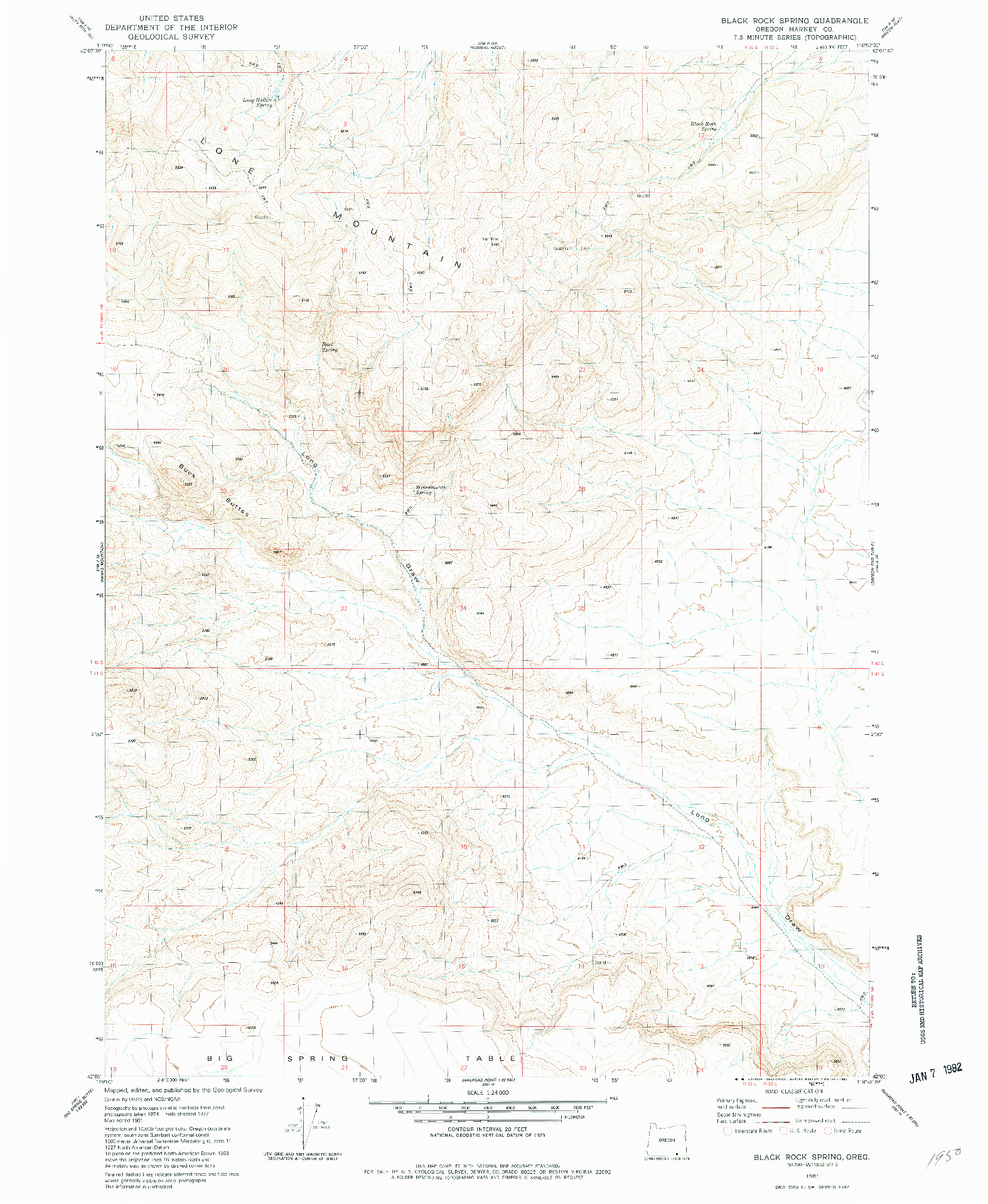 USGS 1:24000-SCALE QUADRANGLE FOR BLACK ROCK SPRING, OR 1981