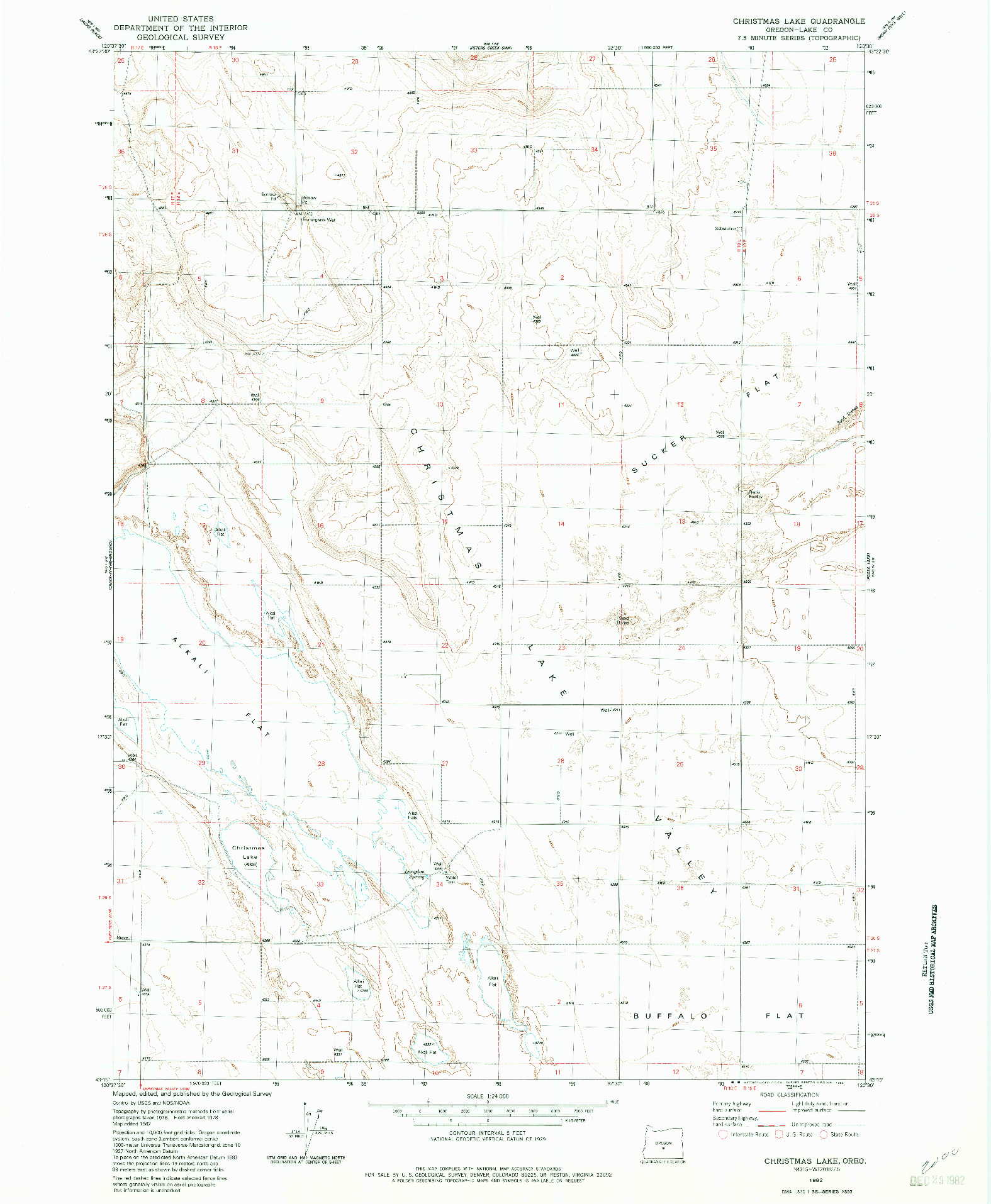 USGS 1:24000-SCALE QUADRANGLE FOR CHRISTMAS LAKE, OR 1982