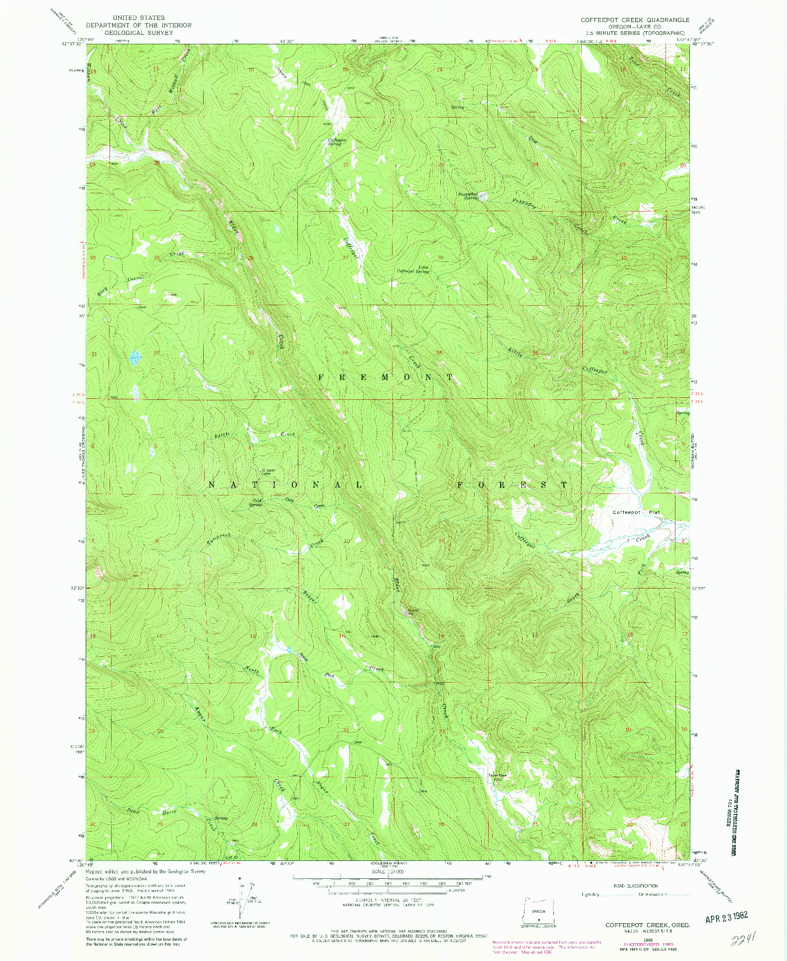USGS 1:24000-SCALE QUADRANGLE FOR COFFEEPOT CREEK, OR 1966