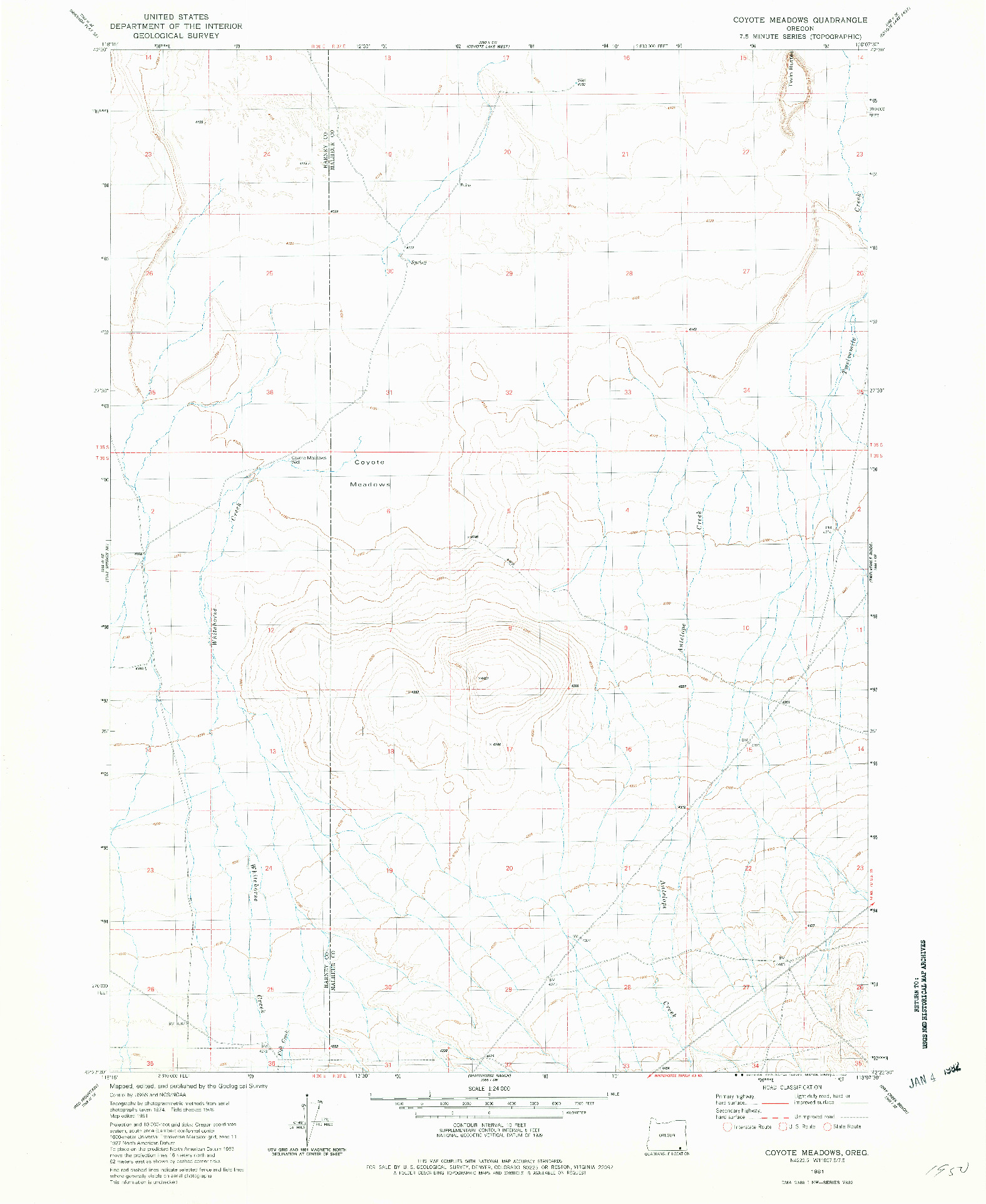 USGS 1:24000-SCALE QUADRANGLE FOR COYOTE MEADOWS, OR 1981