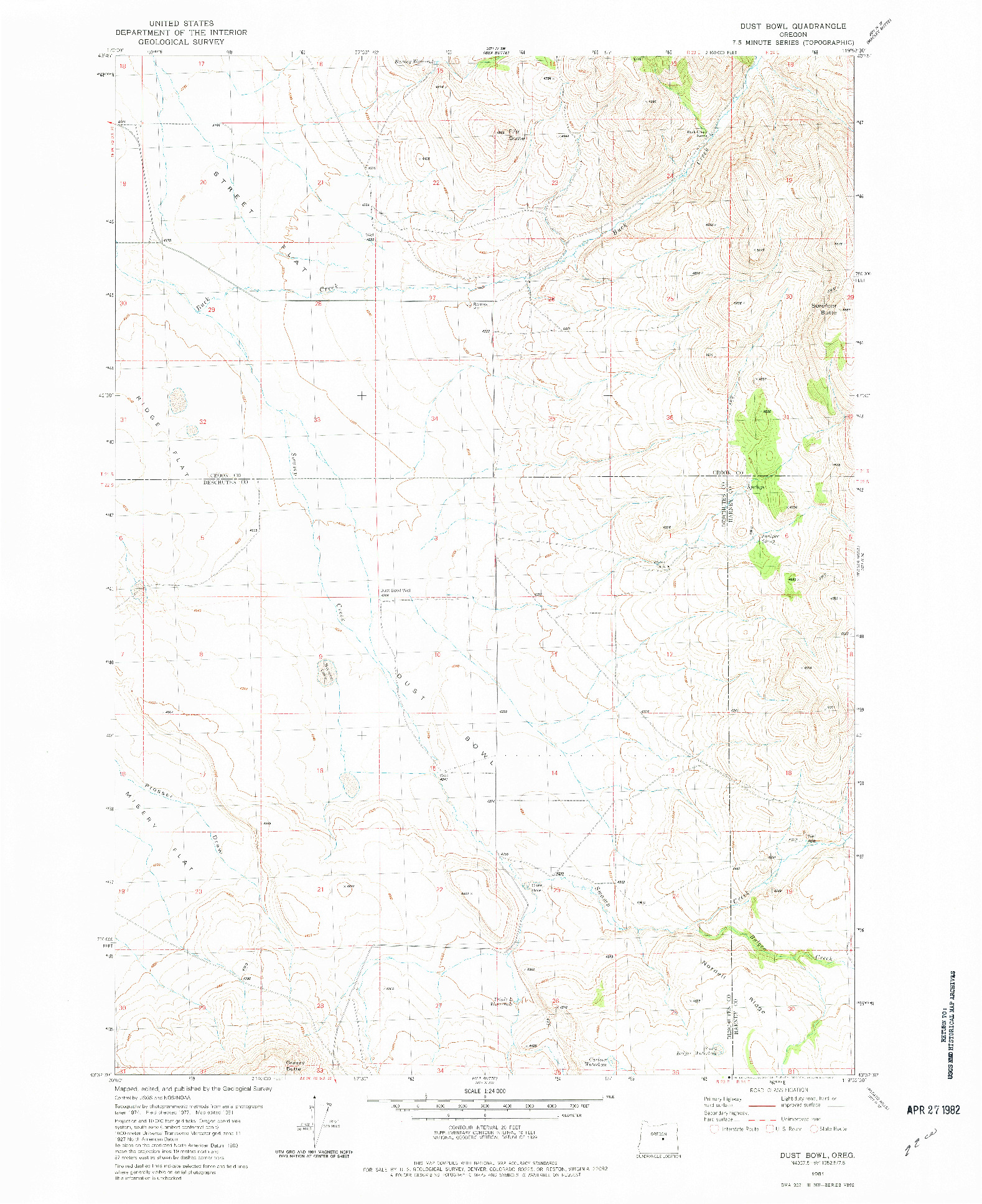 USGS 1:24000-SCALE QUADRANGLE FOR DUST BOWL, OR 1981