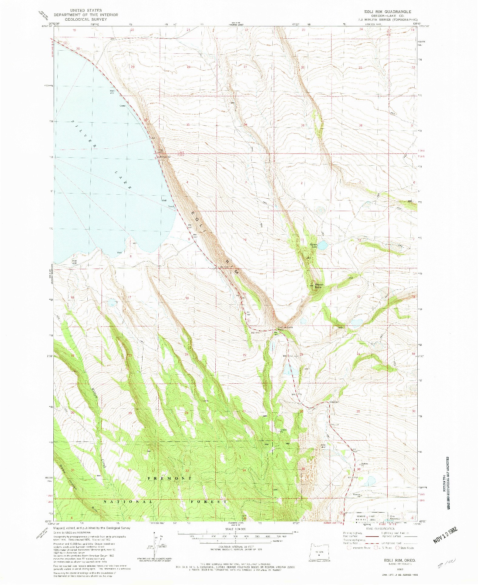 USGS 1:24000-SCALE QUADRANGLE FOR EGLI RIM, OR 1982