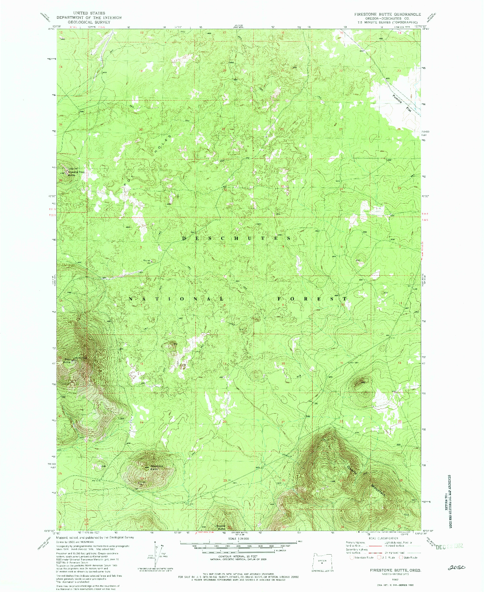 USGS 1:24000-SCALE QUADRANGLE FOR FIRESTONE BUTTE, OR 1982