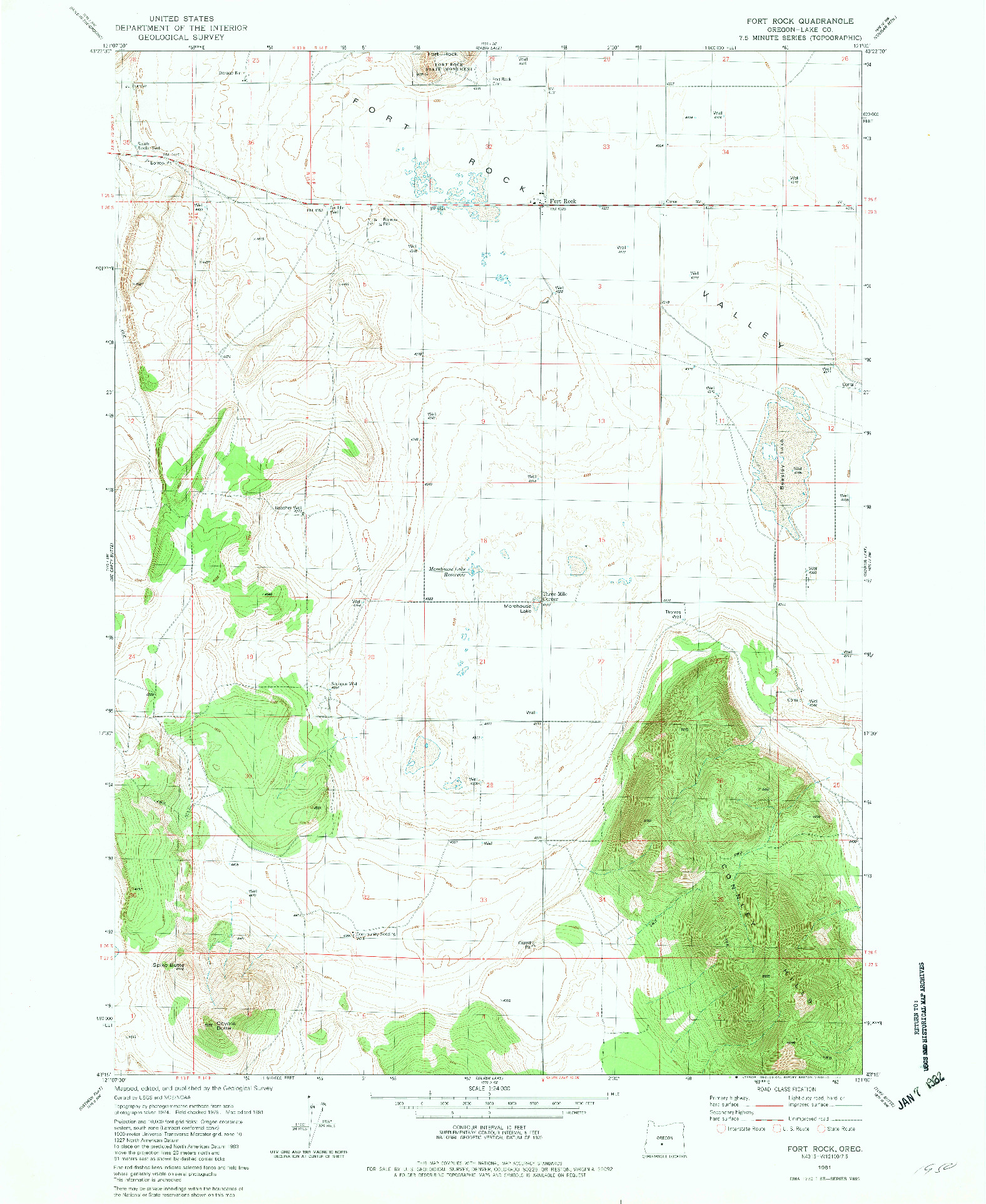 USGS 1:24000-SCALE QUADRANGLE FOR FORT ROCK, OR 1981