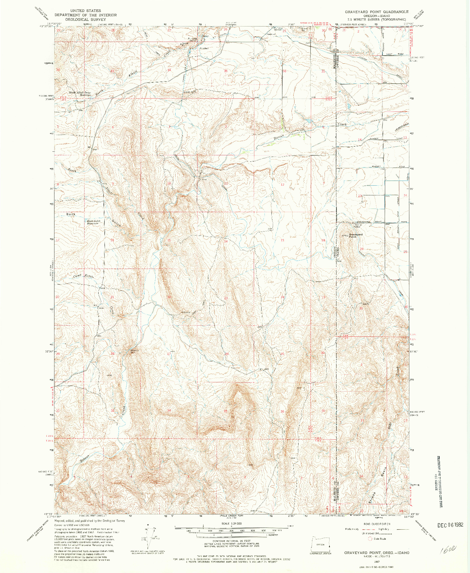 USGS 1:24000-SCALE QUADRANGLE FOR GRAVEYARD POINT, OR 1967