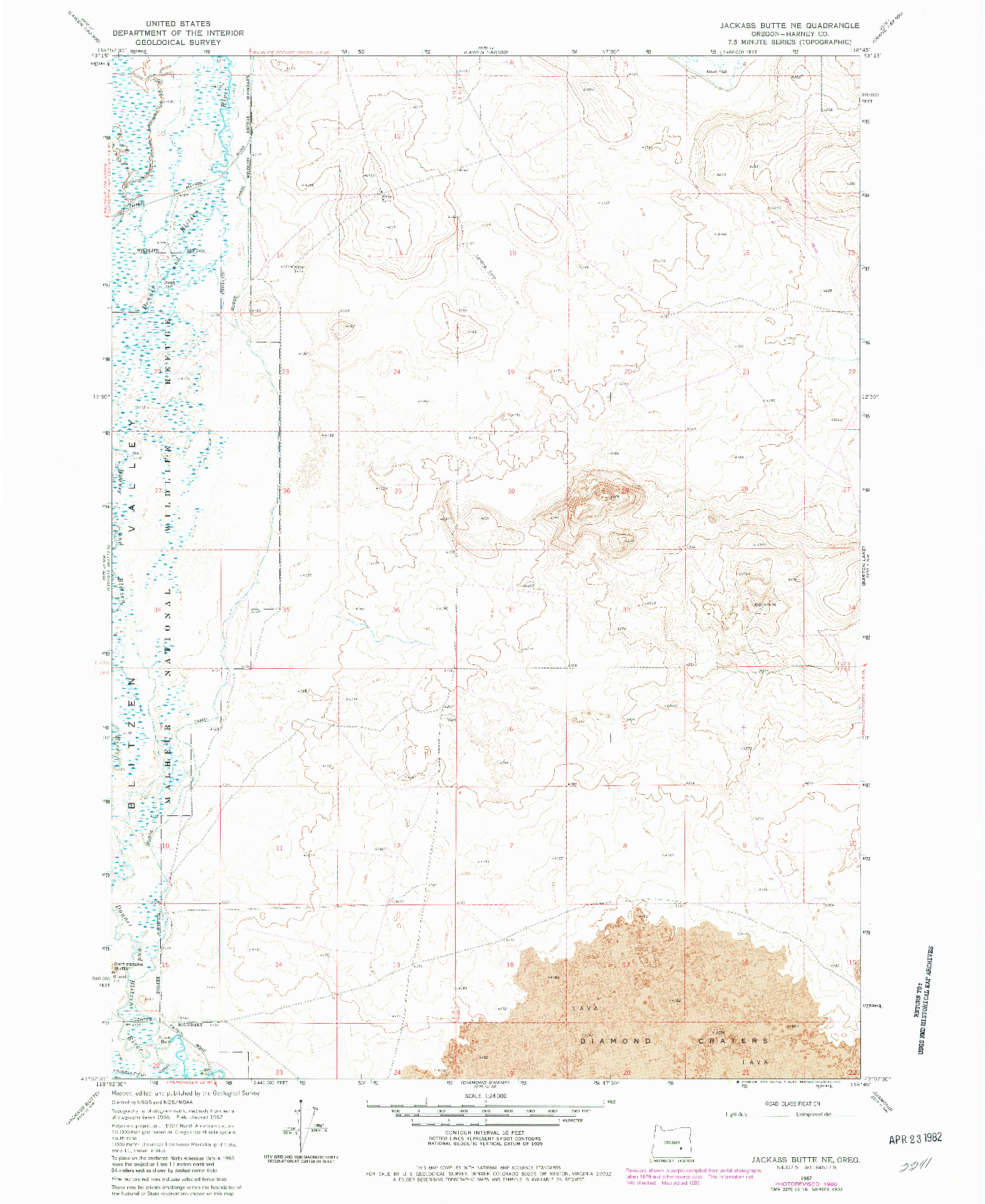 USGS 1:24000-SCALE QUADRANGLE FOR JACKASS BUTTE NE, OR 1967