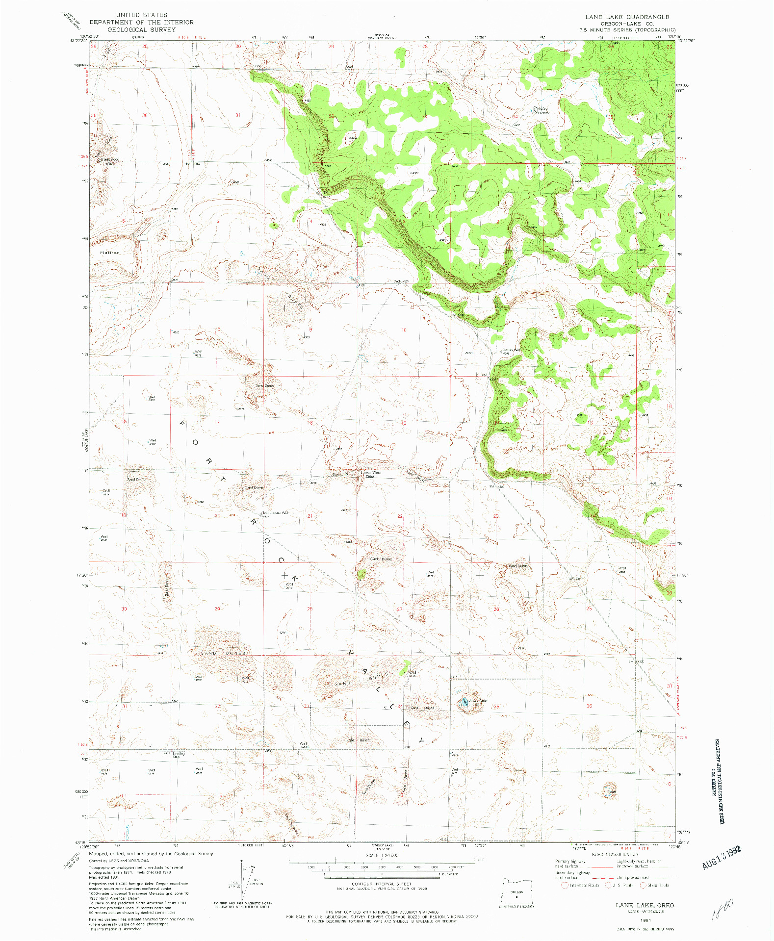 USGS 1:24000-SCALE QUADRANGLE FOR LANE LAKE, OR 1981
