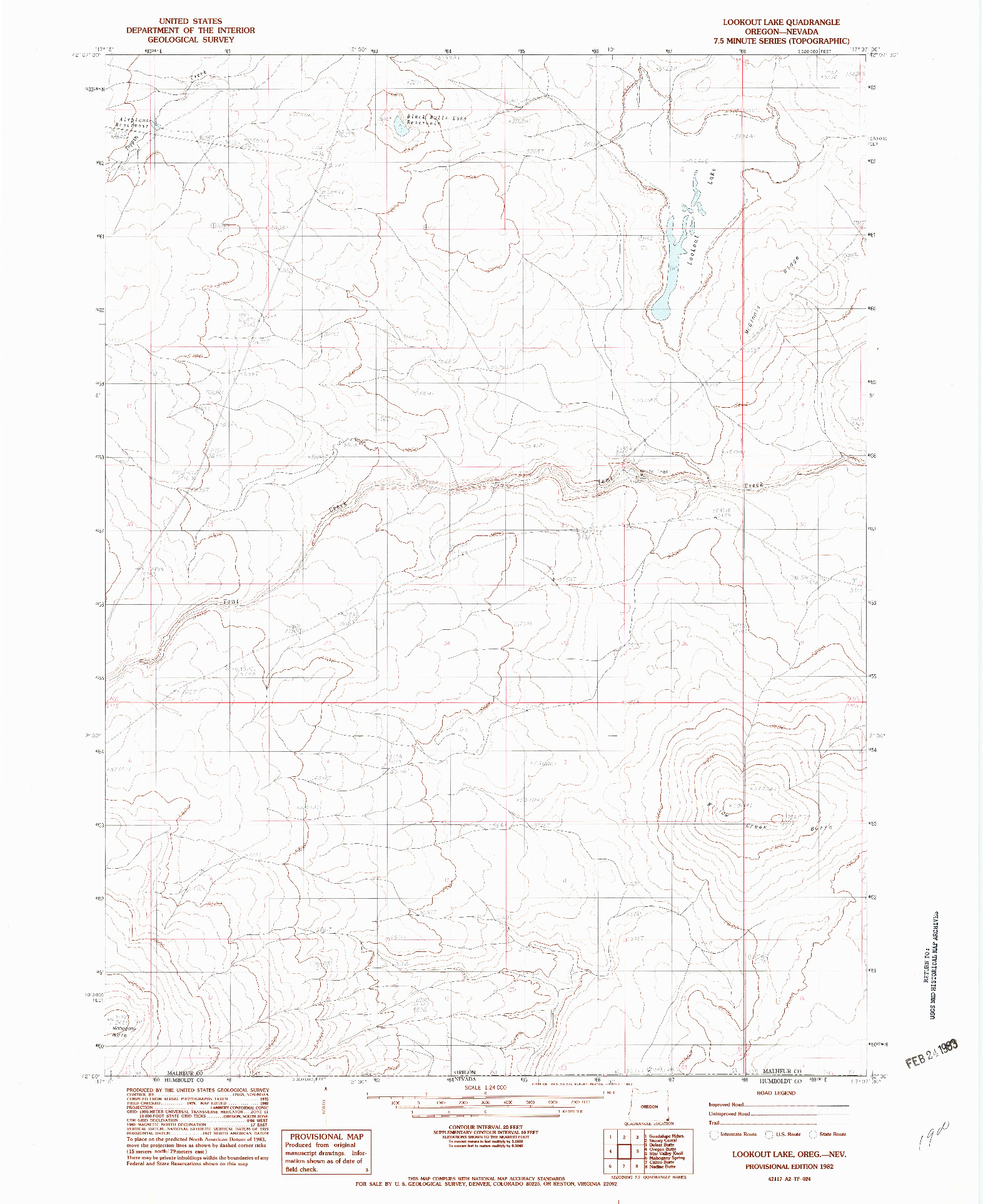 USGS 1:24000-SCALE QUADRANGLE FOR LOOKOUT LAKE, OR 1982