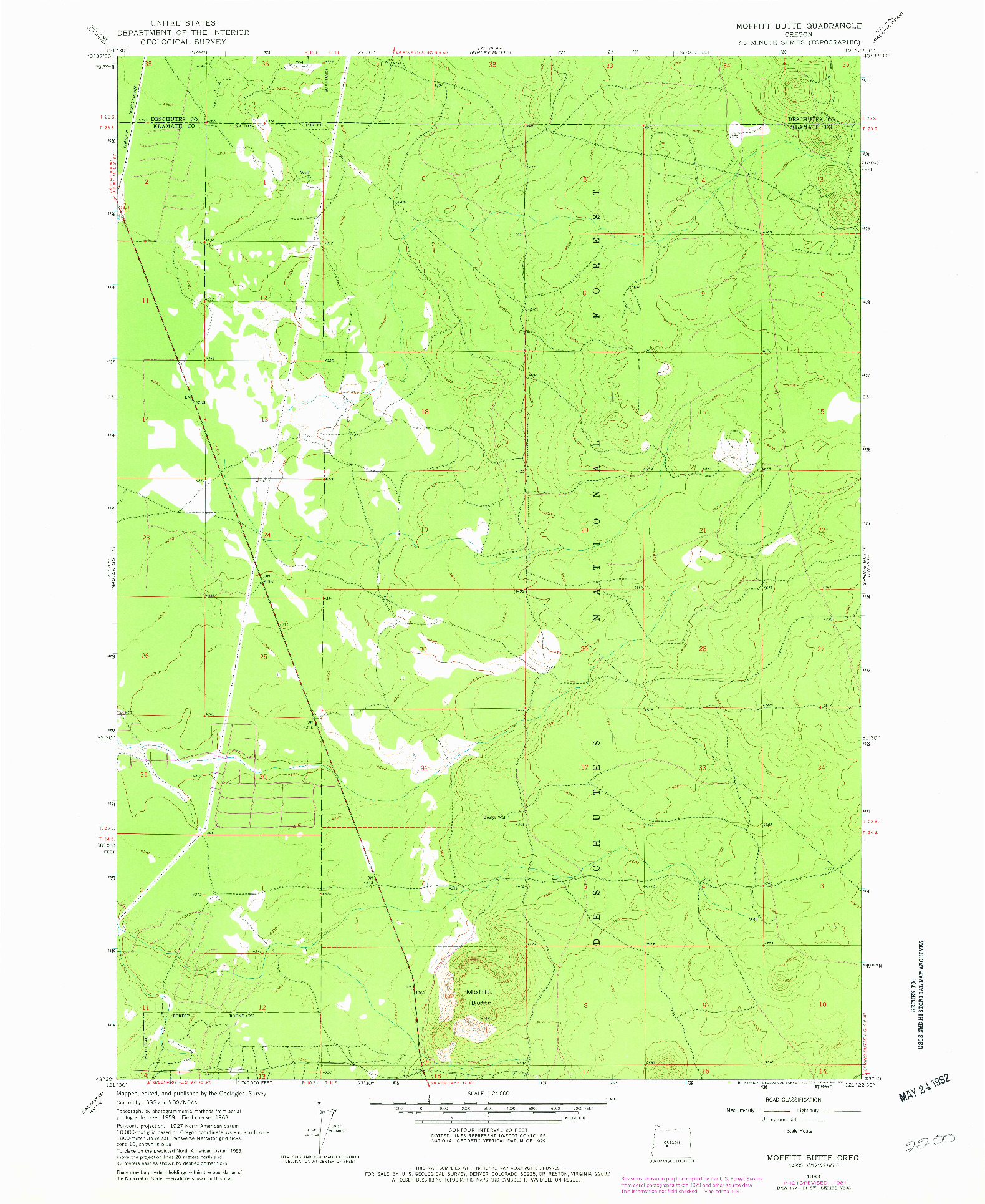 USGS 1:24000-SCALE QUADRANGLE FOR MOFFITT BUTTE, OR 1963