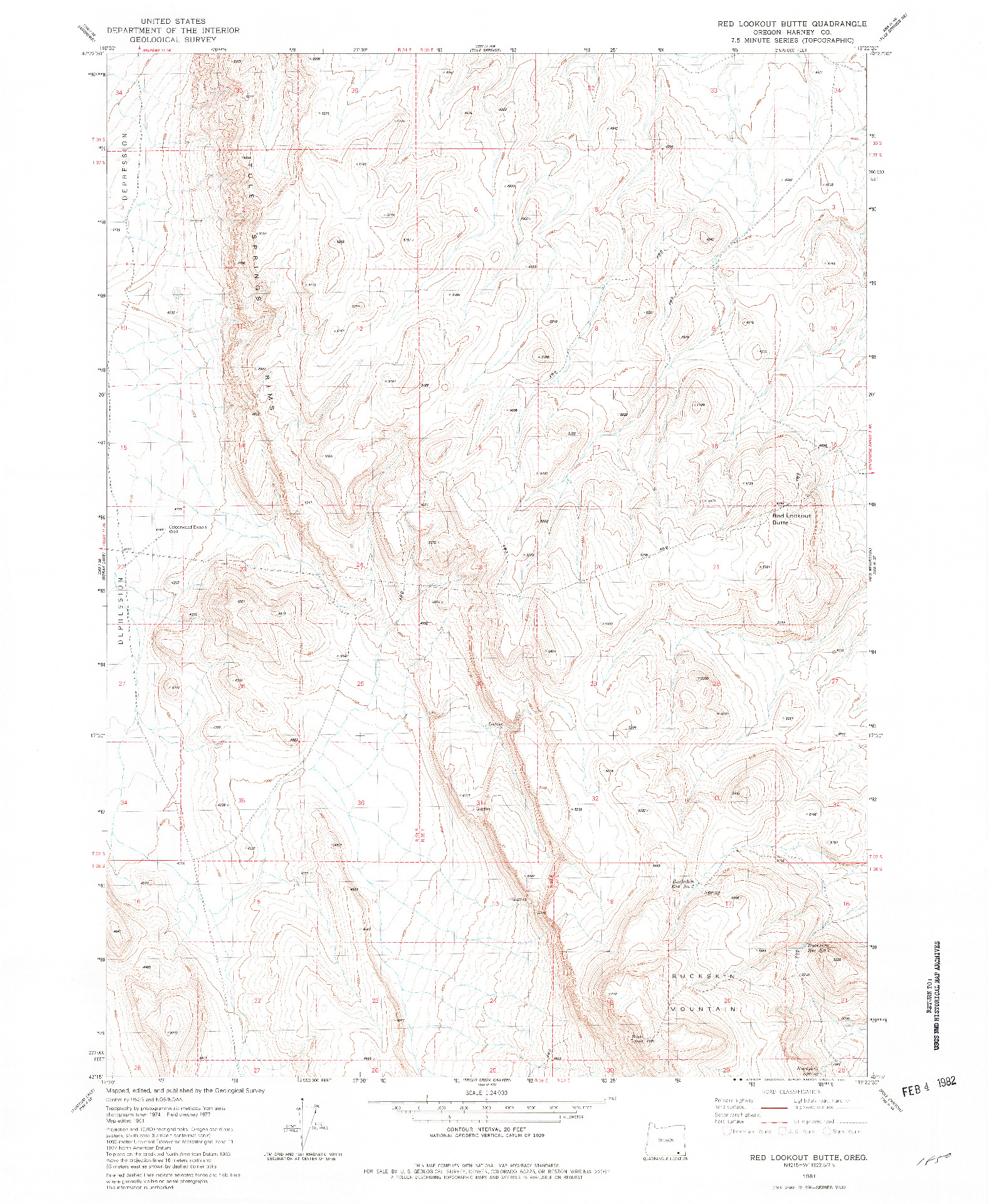 USGS 1:24000-SCALE QUADRANGLE FOR RED LOOKOUT BUTTE, OR 1981