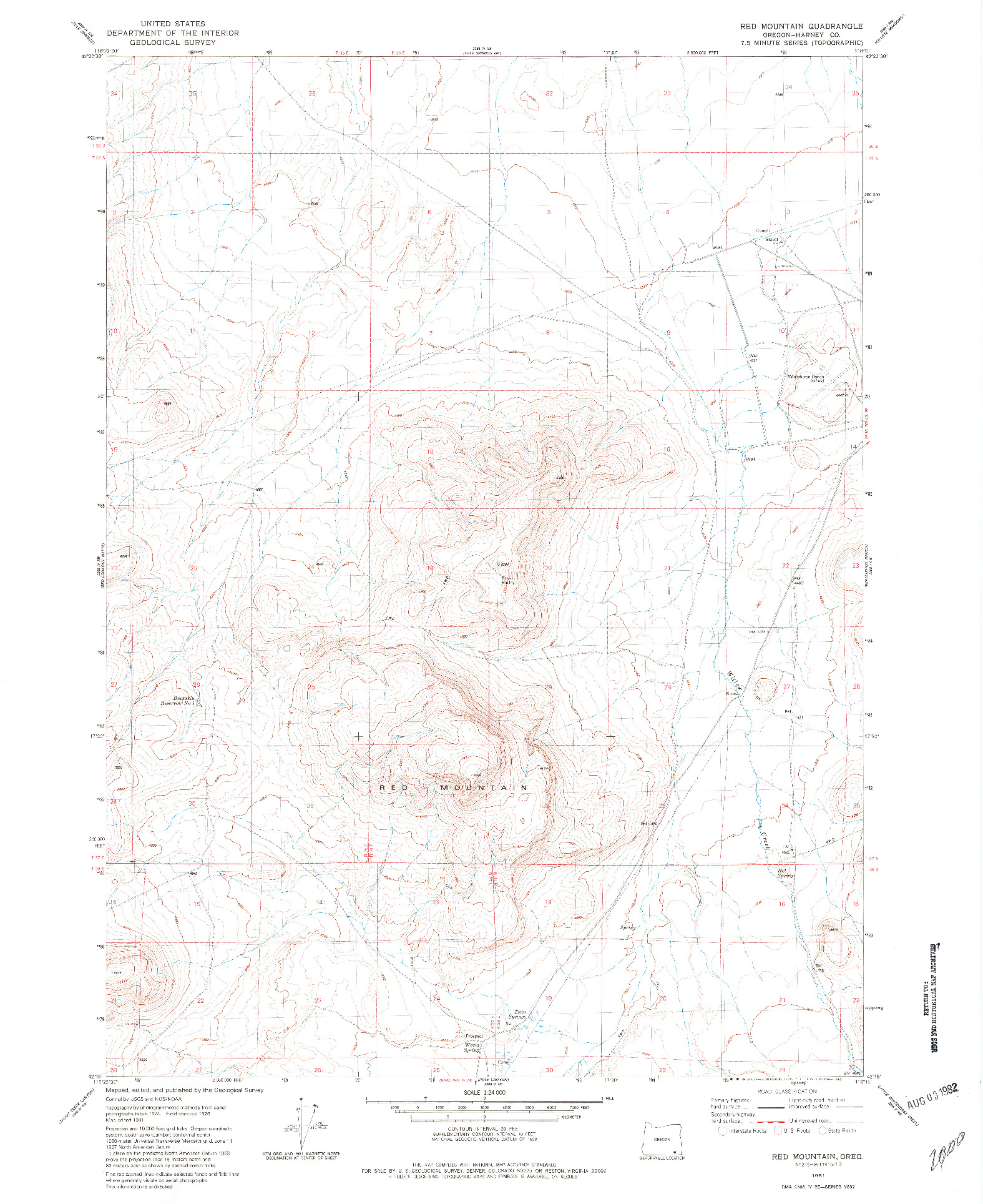 USGS 1:24000-SCALE QUADRANGLE FOR RED MOUNTAIN, OR 1981