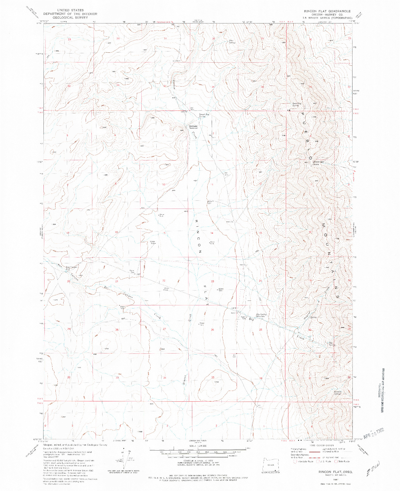 USGS 1:24000-SCALE QUADRANGLE FOR RINCON FLAT, OR 1981