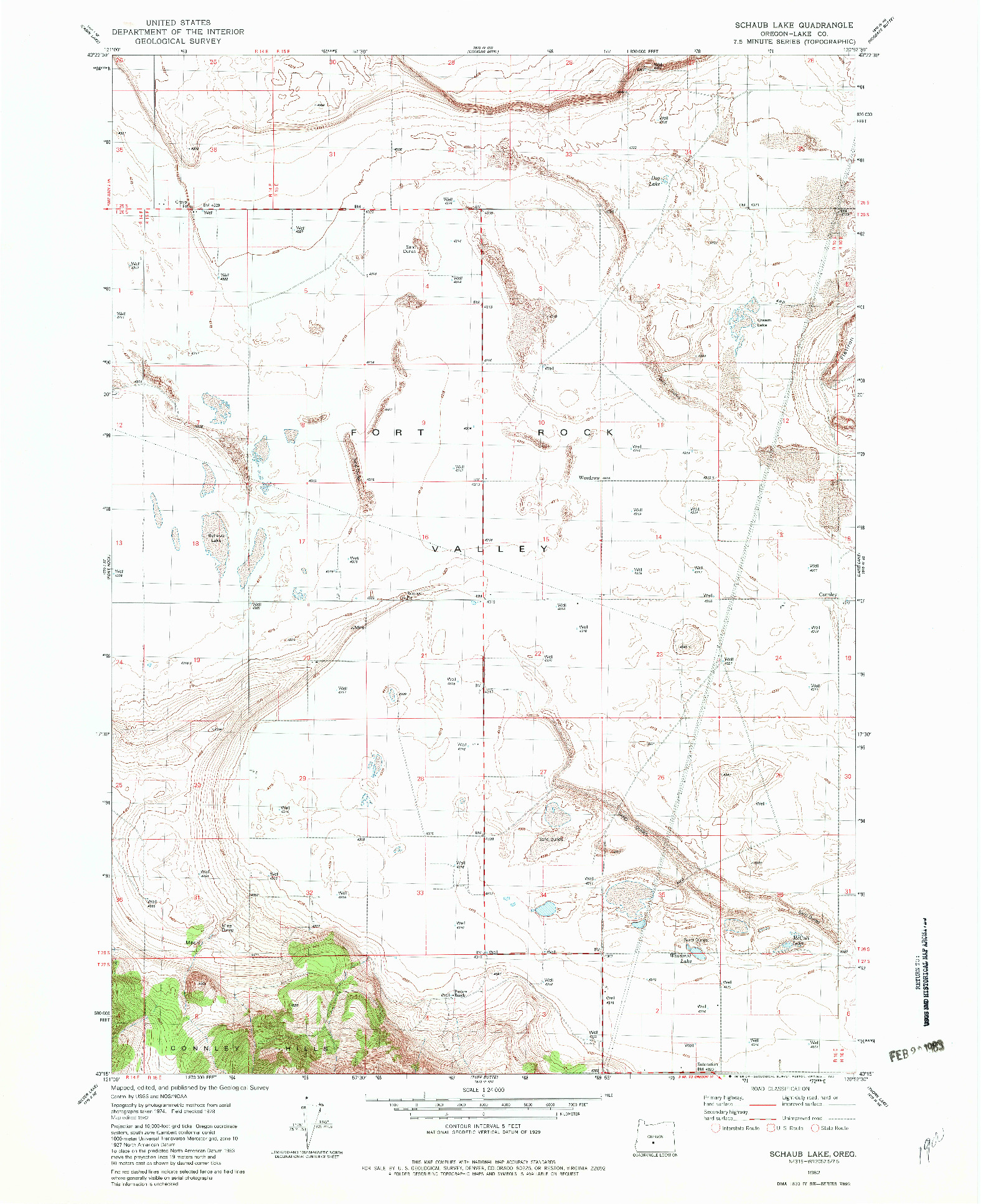 USGS 1:24000-SCALE QUADRANGLE FOR SCHAUB LAKE, OR 1982