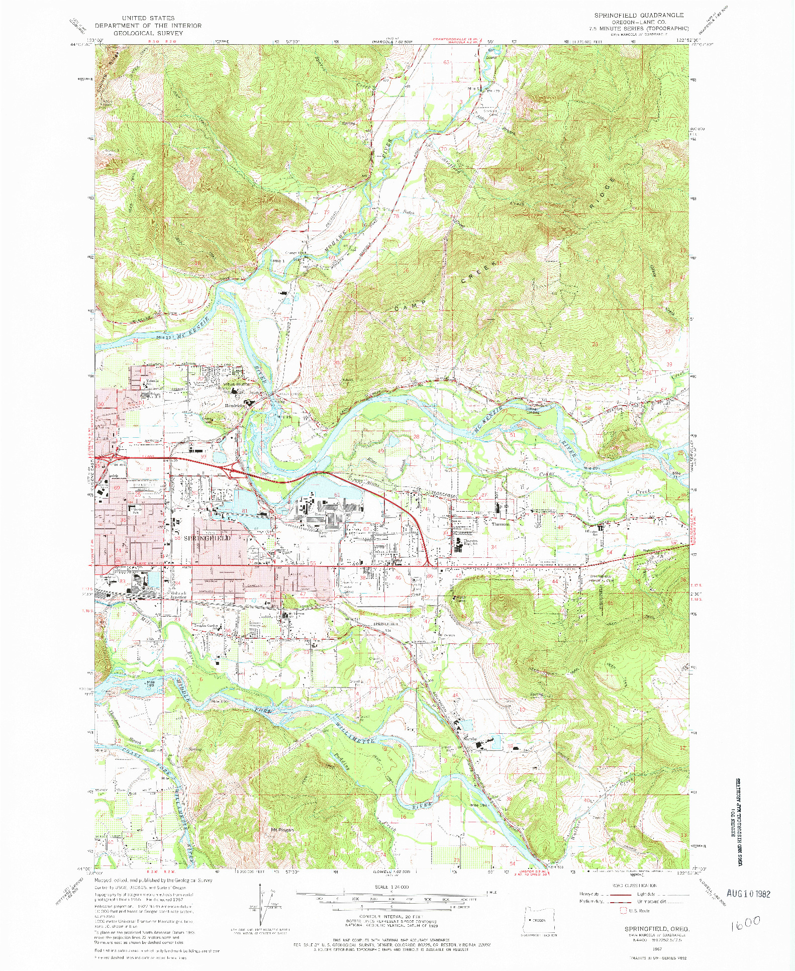 USGS 1:24000-SCALE QUADRANGLE FOR SPRINGFIELD, OR 1967