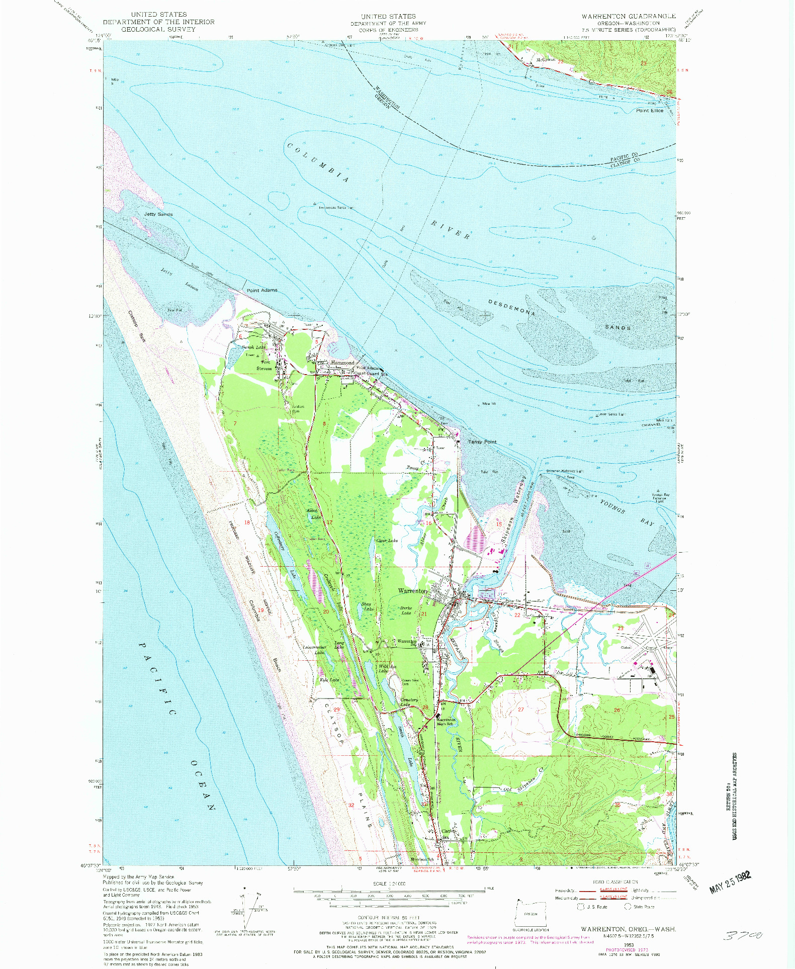 USGS 1:24000-SCALE QUADRANGLE FOR WARRENTON, OR 1953