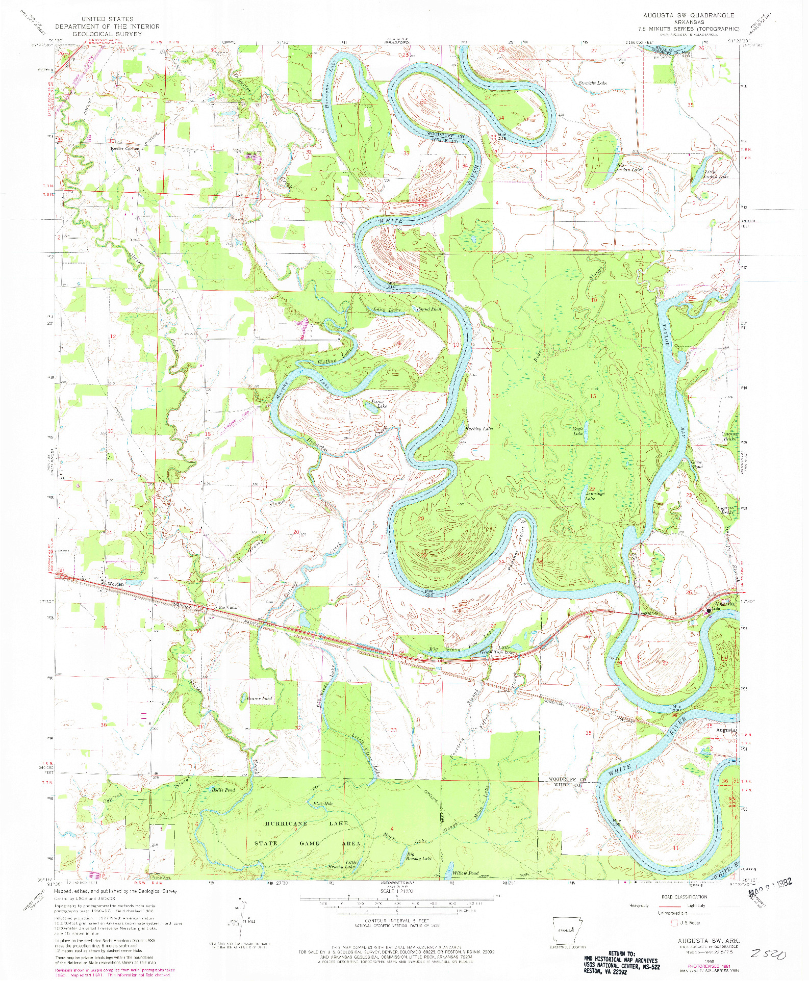 USGS 1:24000-SCALE QUADRANGLE FOR AUGUSTA SW, AR 1968