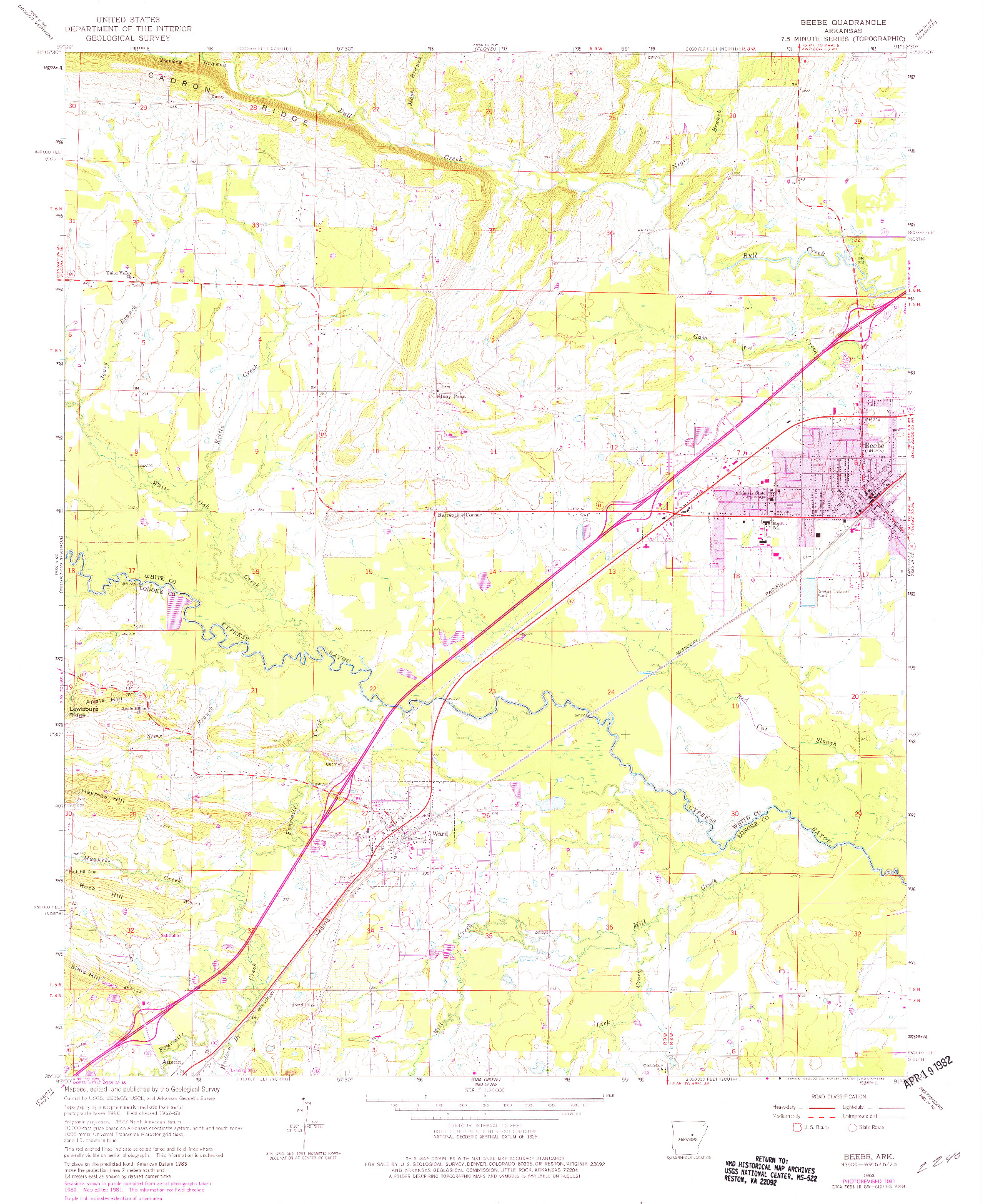 USGS 1:24000-SCALE QUADRANGLE FOR BEEBE, AR 1963