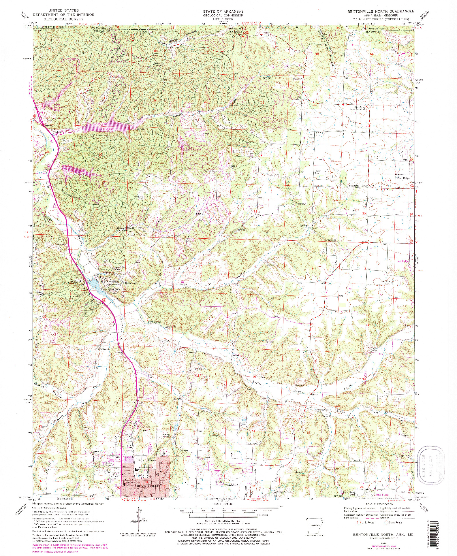 USGS 1:24000-SCALE QUADRANGLE FOR BENTONVILLE NORTH, AR 1970
