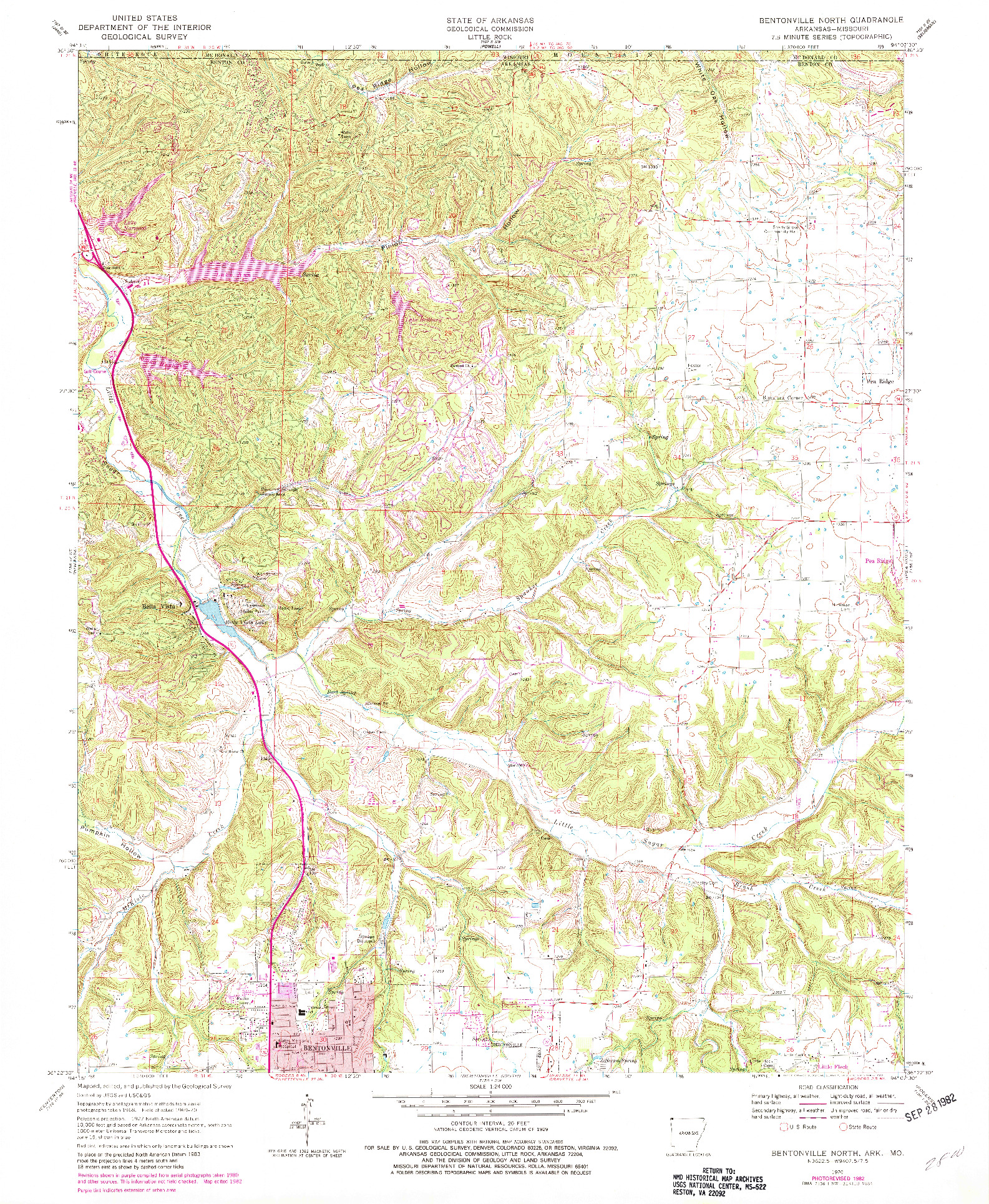 USGS 1:24000-SCALE QUADRANGLE FOR BENTONVILLE NORTH, AR 1970