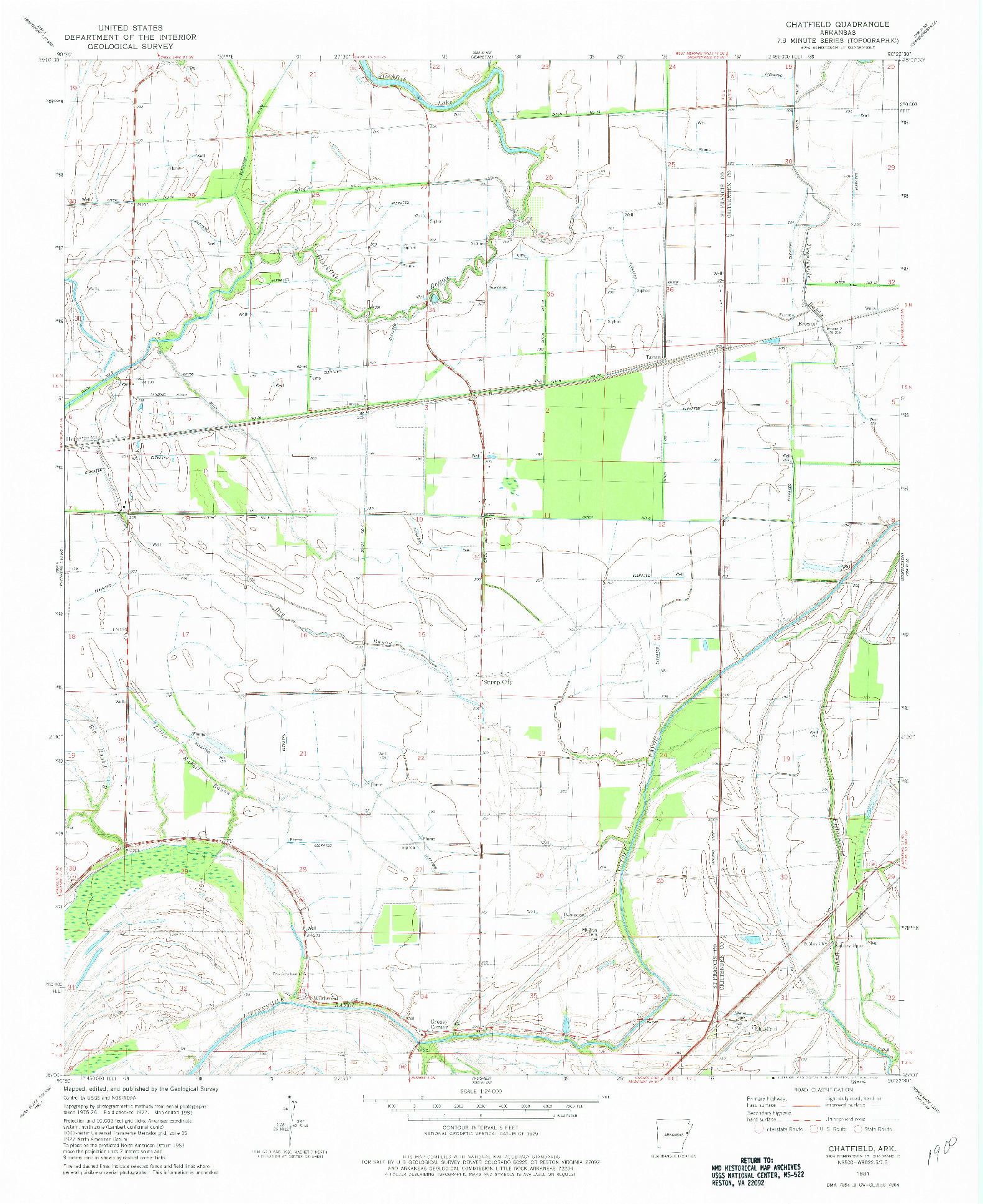 USGS 1:24000-SCALE QUADRANGLE FOR CHATFIELD, AR 1981