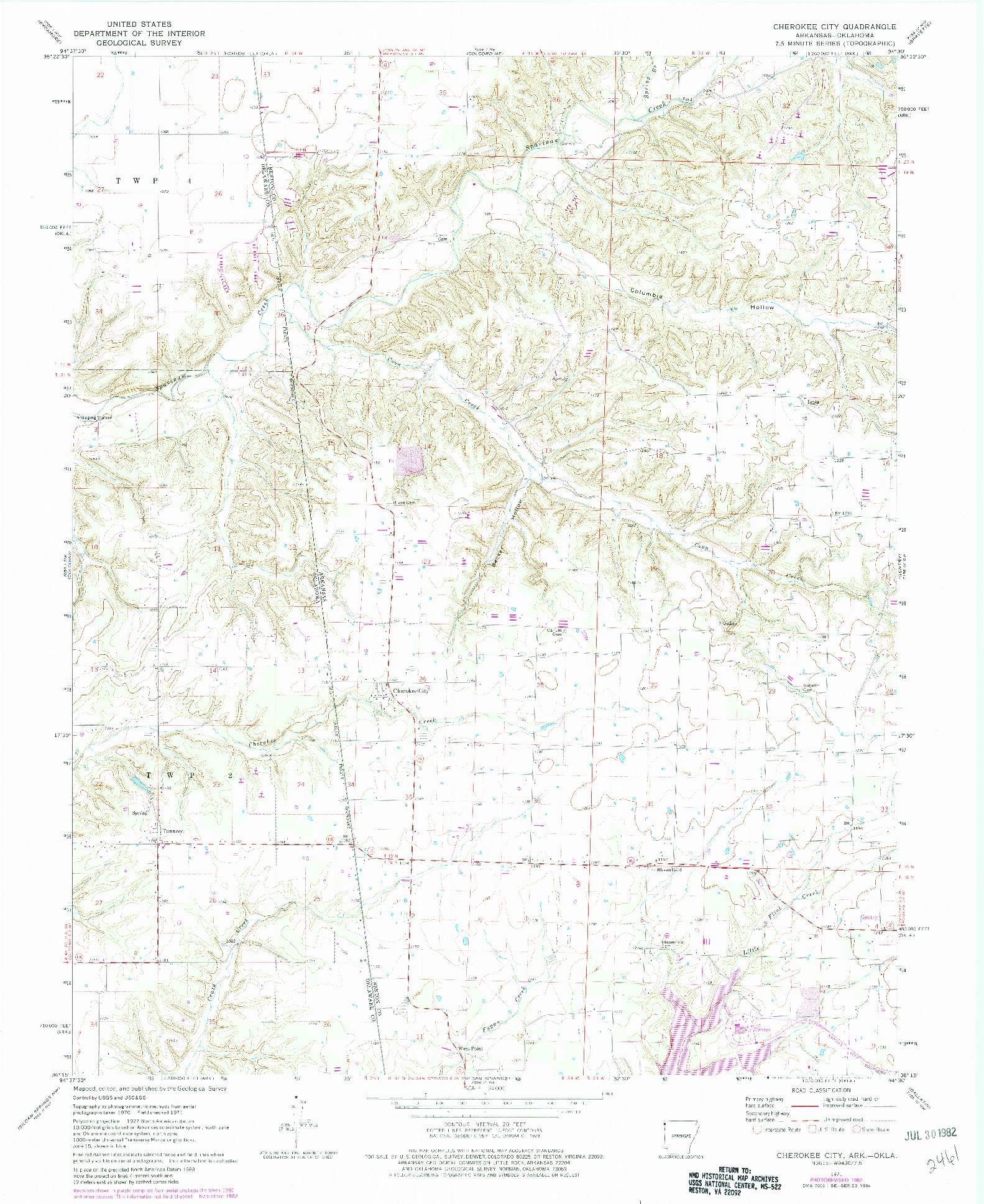 USGS 1:24000-SCALE QUADRANGLE FOR CHEROKEE CITY, AR 1971