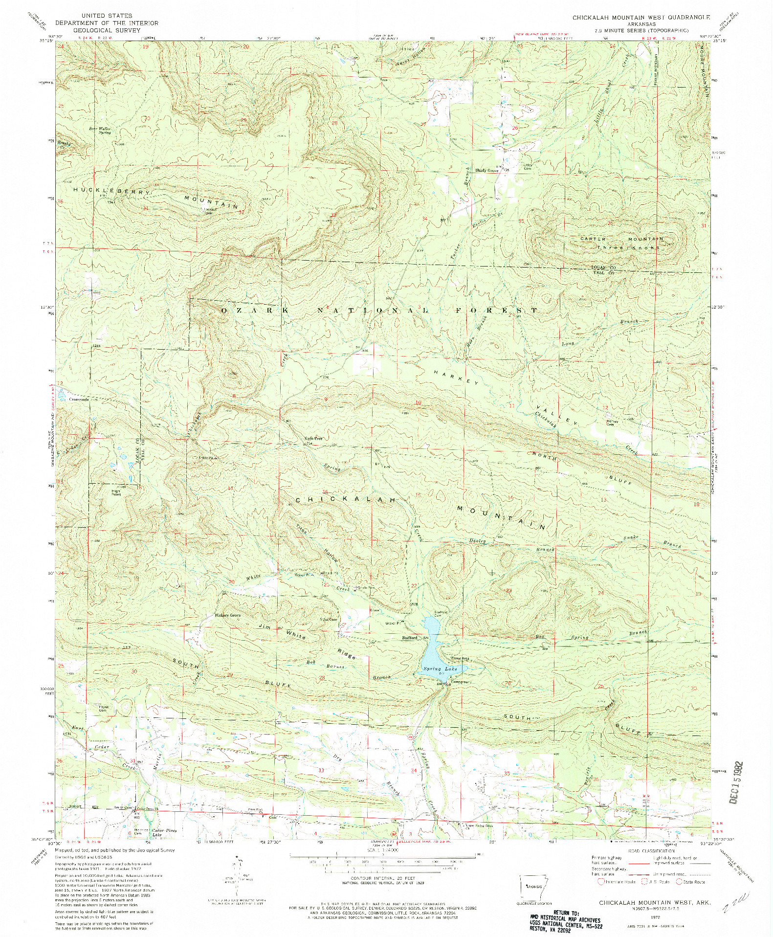 USGS 1:24000-SCALE QUADRANGLE FOR CHICKALAH MOUNTAIN WEST, AR 1972