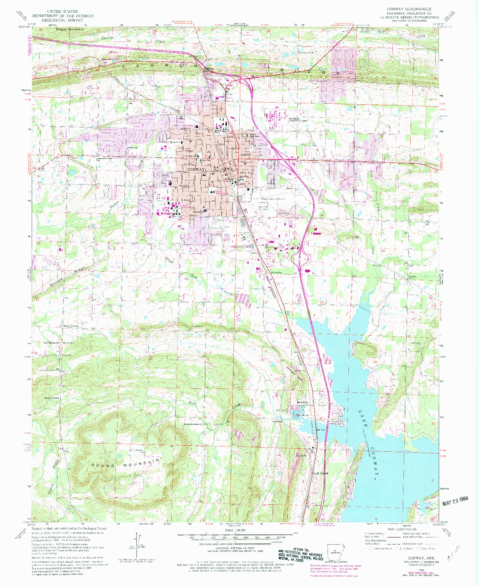 USGS 1:24000-SCALE QUADRANGLE FOR CONWAY, AR 1961