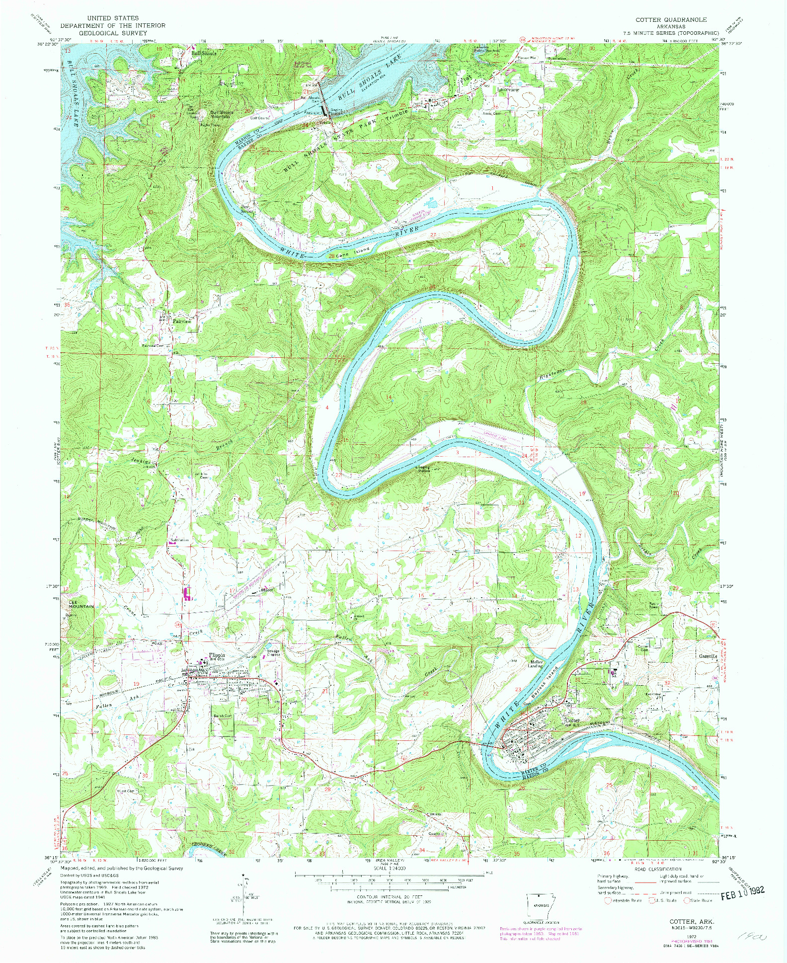 USGS 1:24000-SCALE QUADRANGLE FOR COTTER, AR 1972