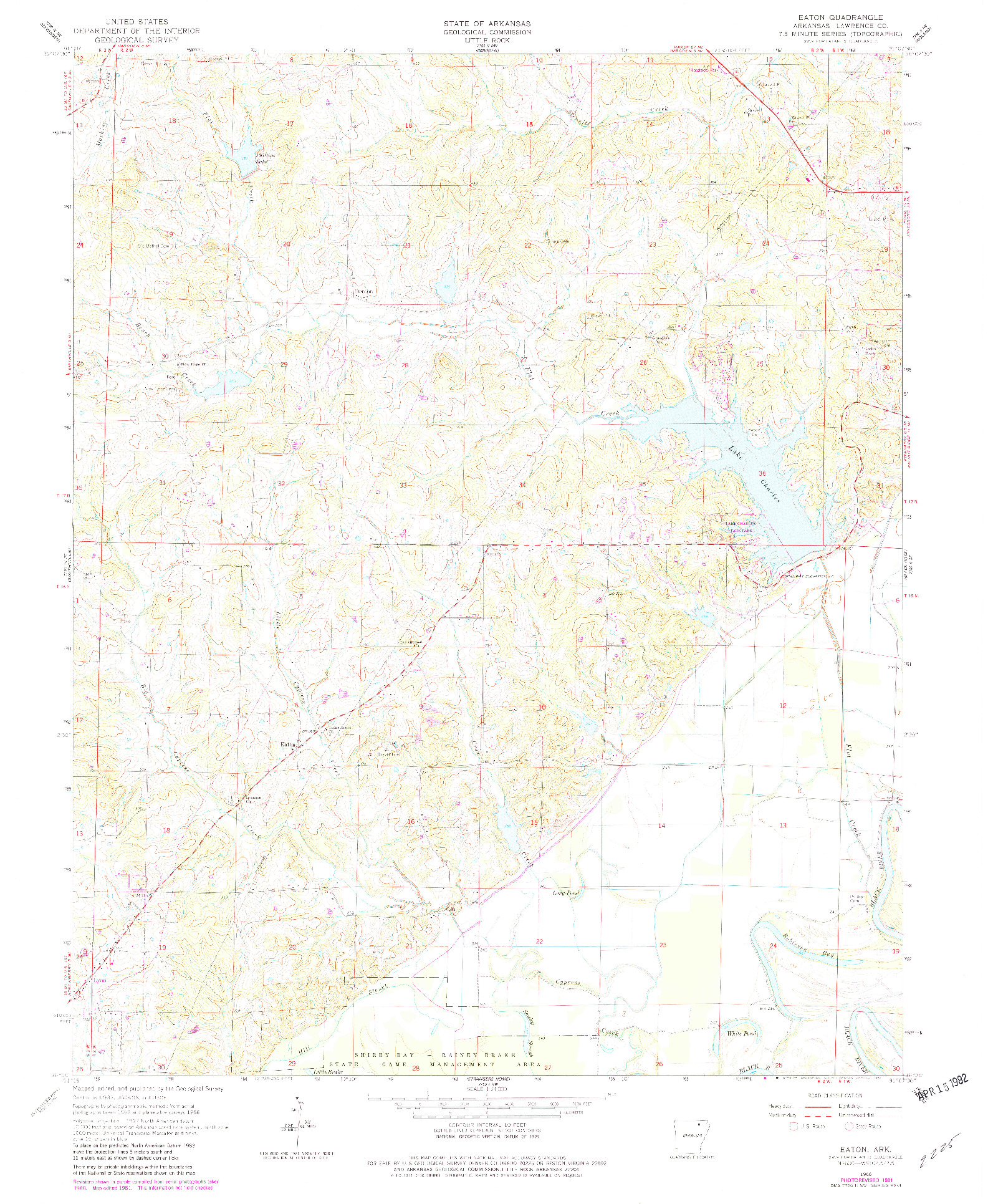 USGS 1:24000-SCALE QUADRANGLE FOR EATON, AR 1966