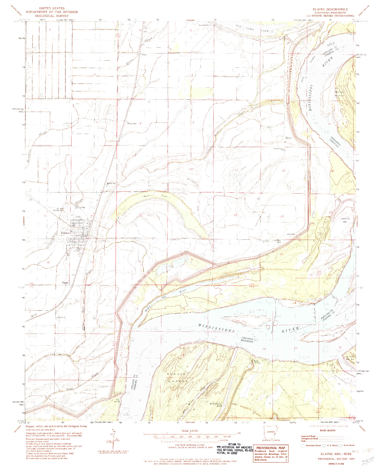USGS 1:24000-SCALE QUADRANGLE FOR ELAINE, AR 1982