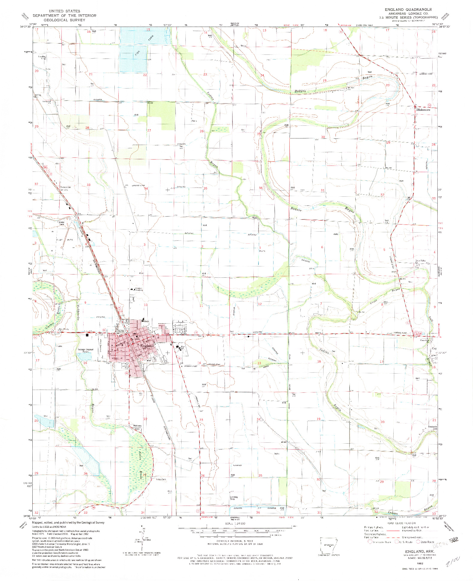 USGS 1:24000-SCALE QUADRANGLE FOR ENGLAND, AR 1982