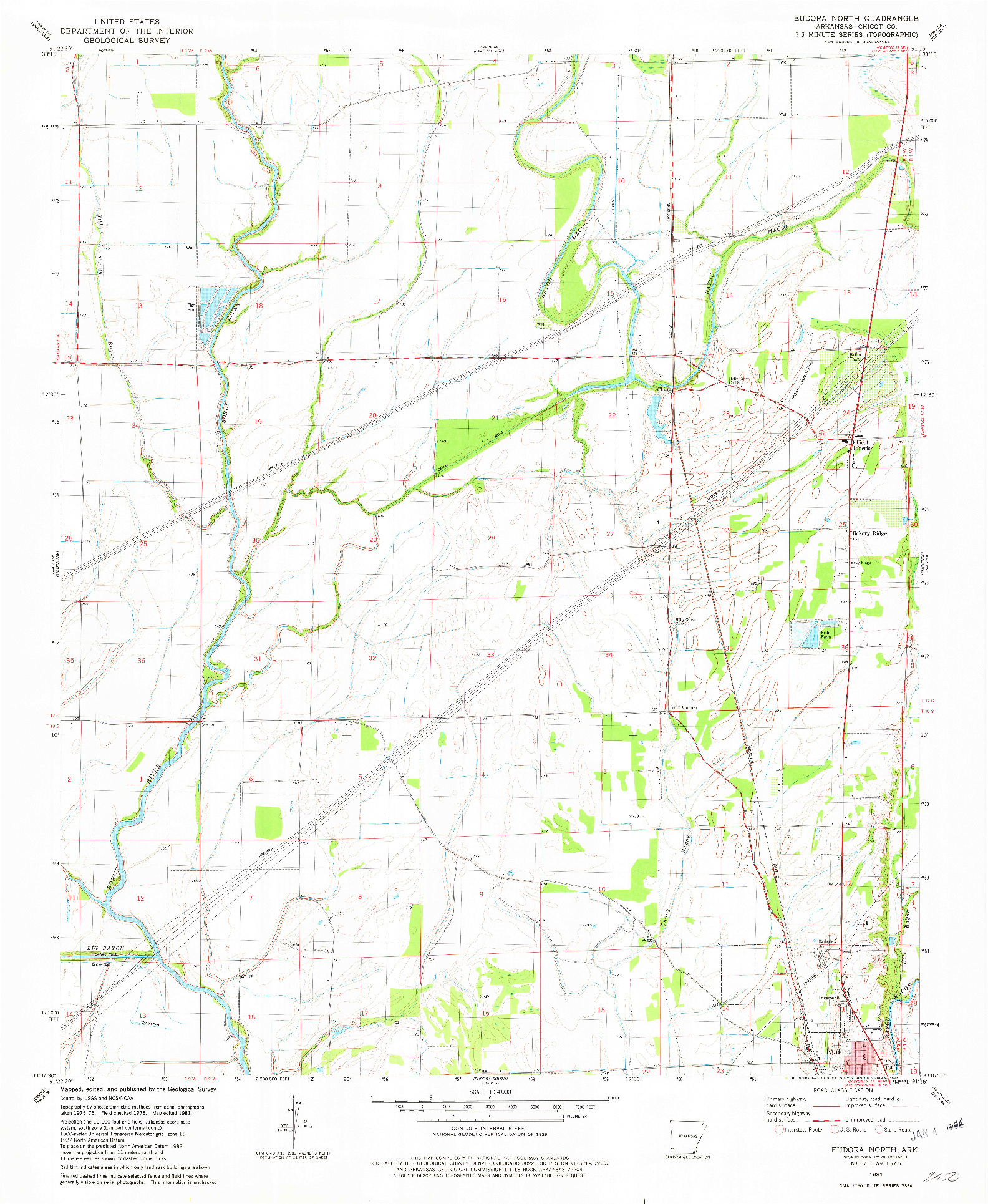 USGS 1:24000-SCALE QUADRANGLE FOR EUDORA NORTH, AR 1981