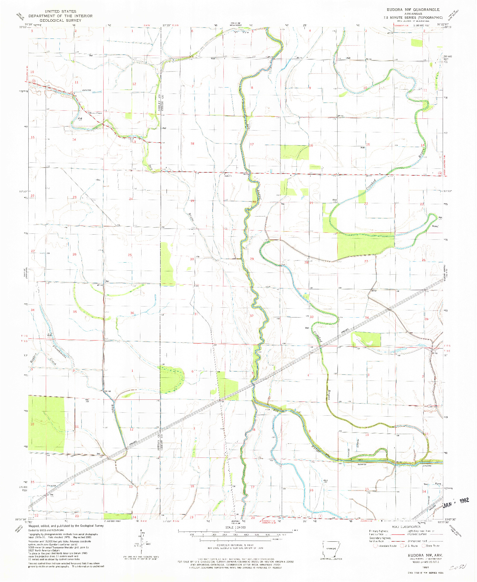 USGS 1:24000-SCALE QUADRANGLE FOR EUDORA NW, AR 1981