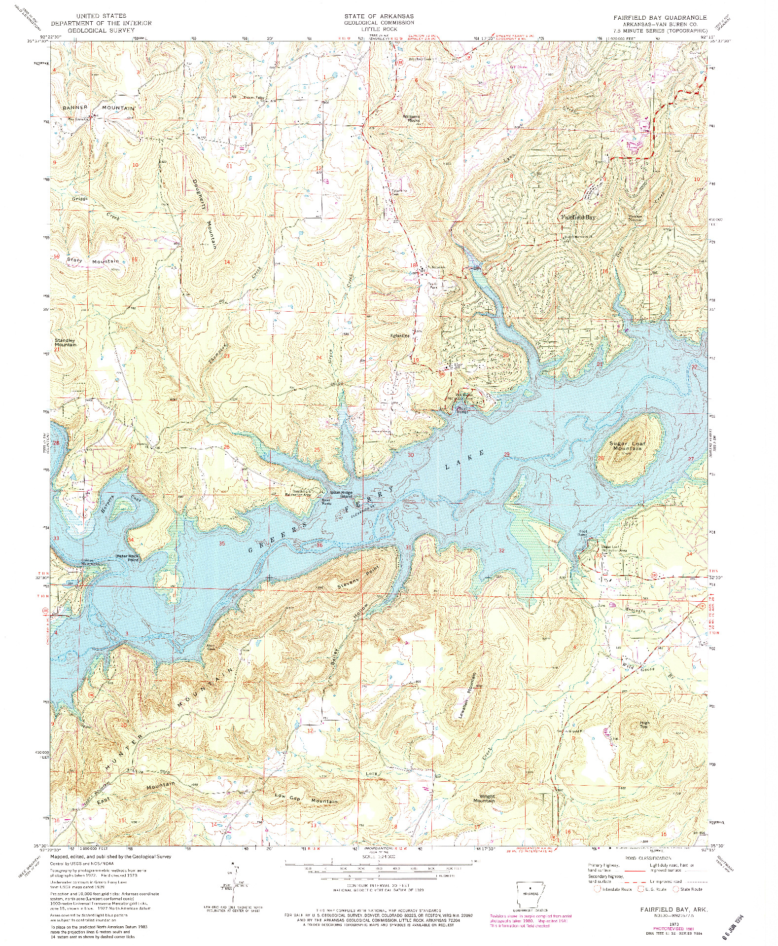 USGS 1:24000-SCALE QUADRANGLE FOR FAIRFIELD BAY, AR 1973