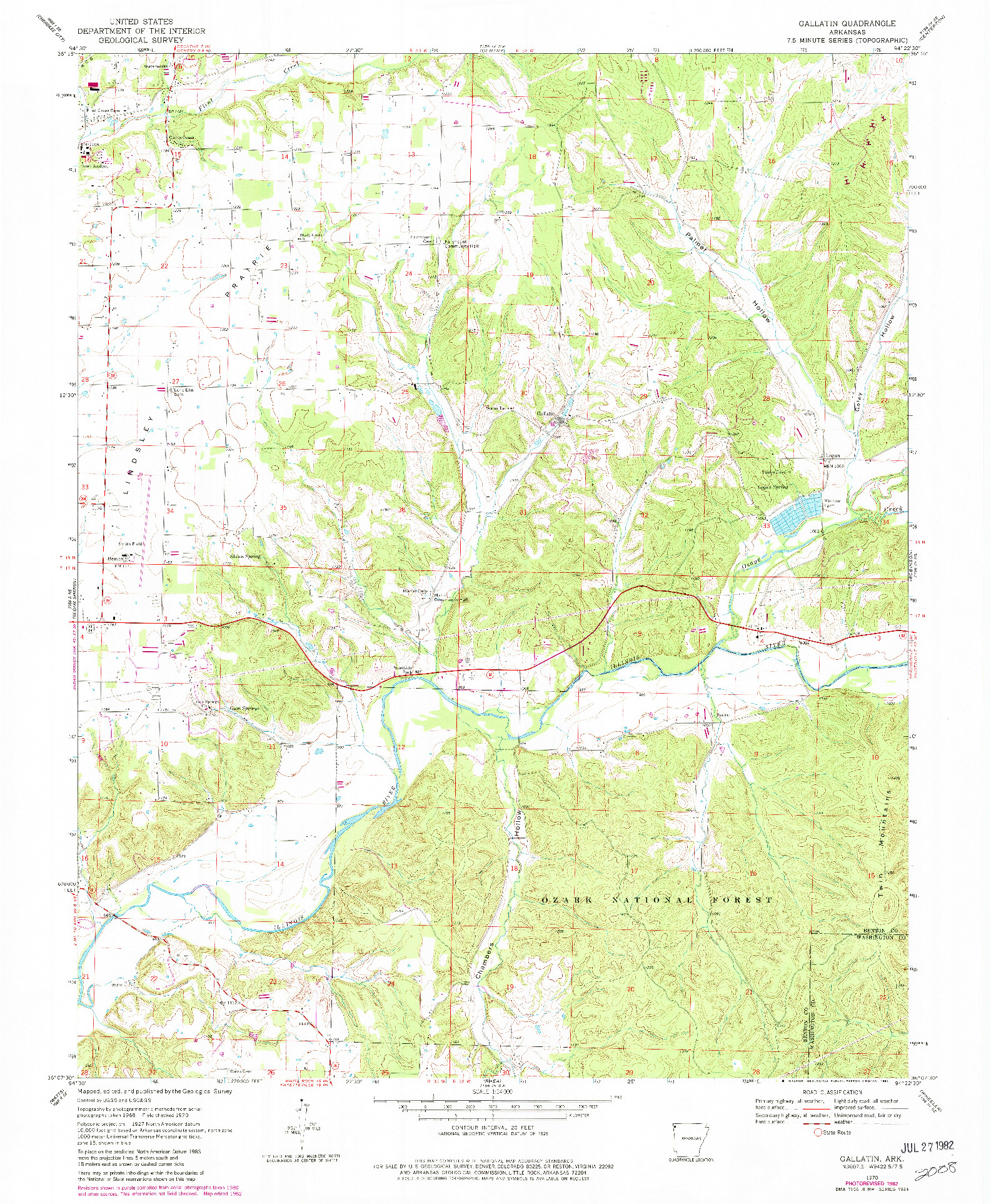 USGS 1:24000-SCALE QUADRANGLE FOR GALLATIN, AR 1970