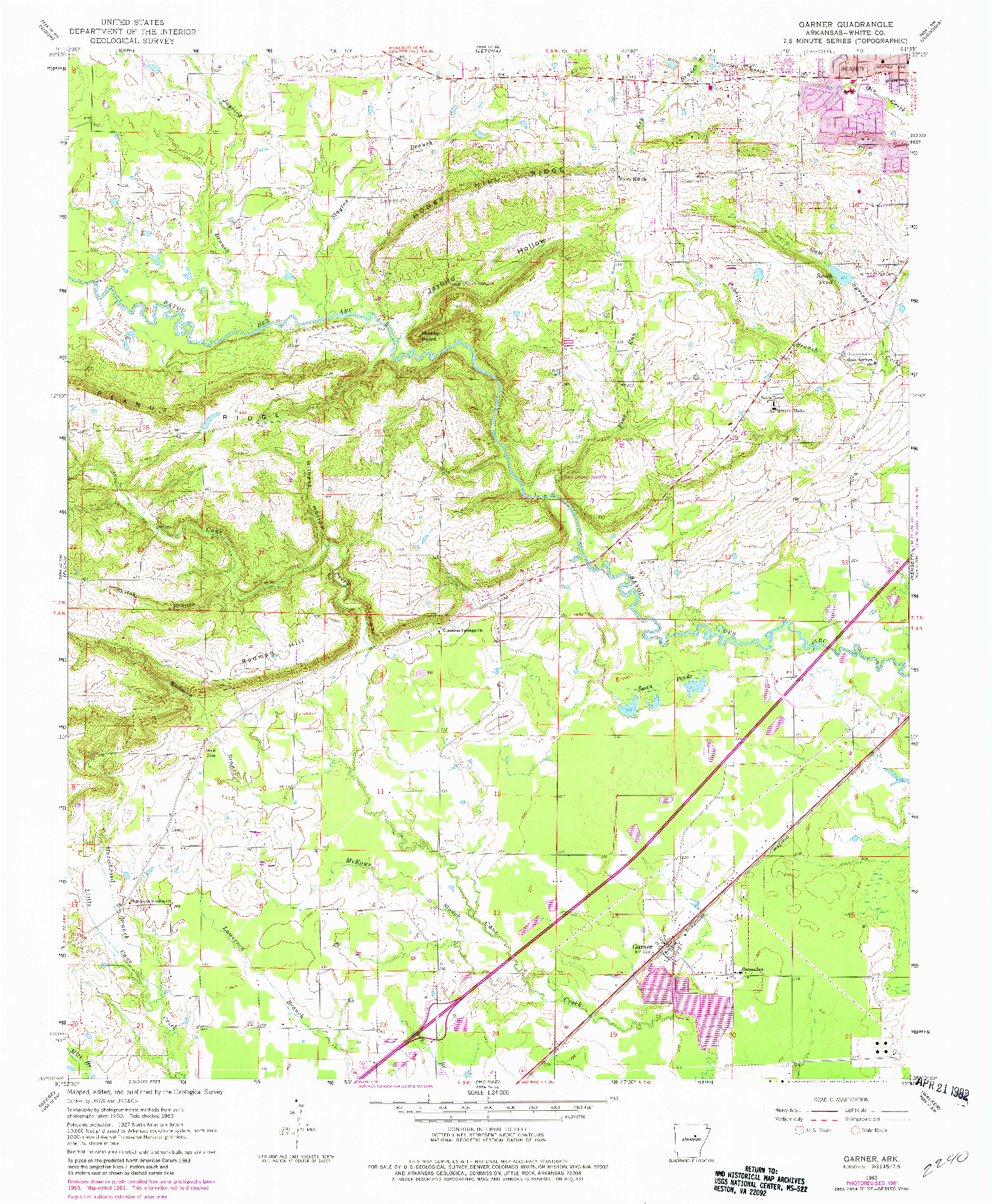 USGS 1:24000-SCALE QUADRANGLE FOR GARNER, AR 1963