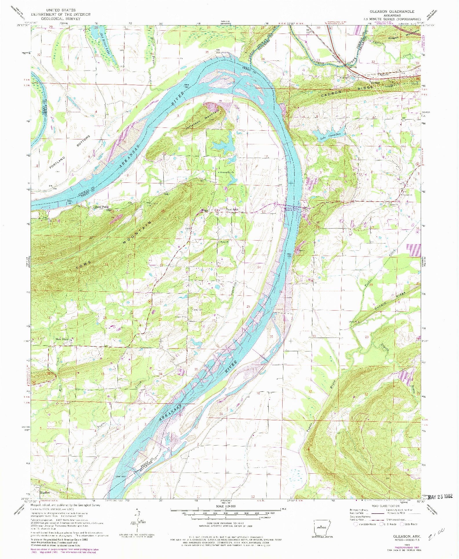 USGS 1:24000-SCALE QUADRANGLE FOR GLEASON, AR 1961