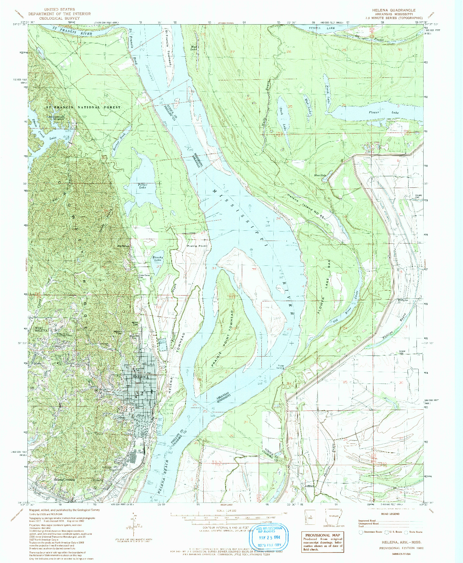 USGS 1:24000-SCALE QUADRANGLE FOR HELENA, AR 1982