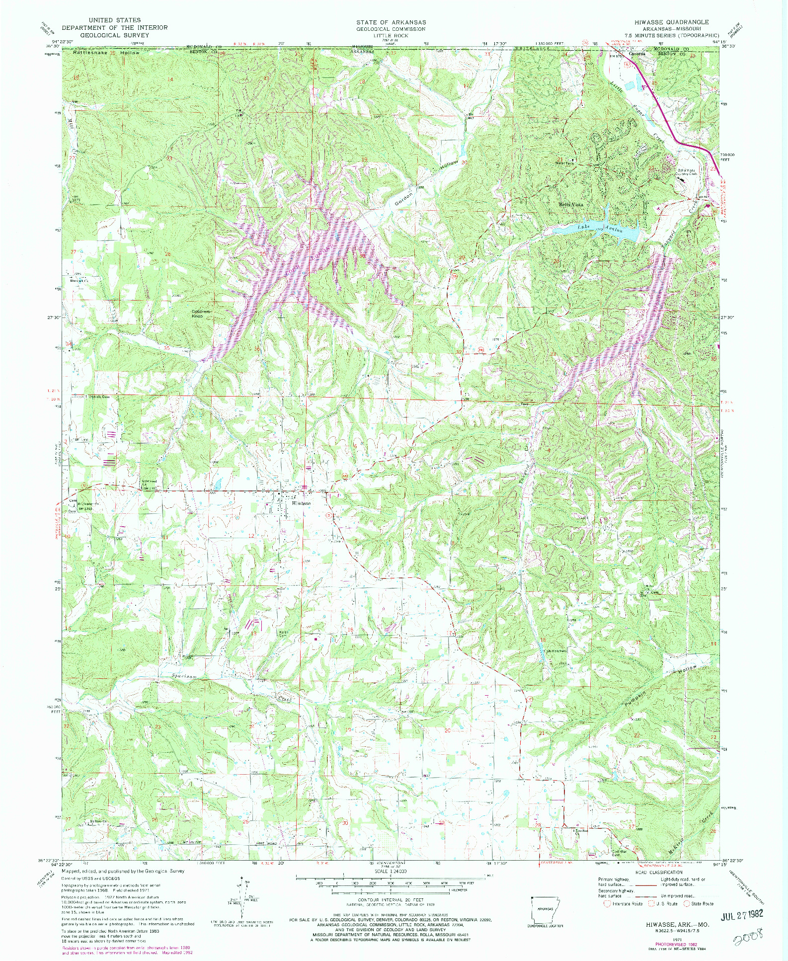 USGS 1:24000-SCALE QUADRANGLE FOR HIWASSE, AR 1971