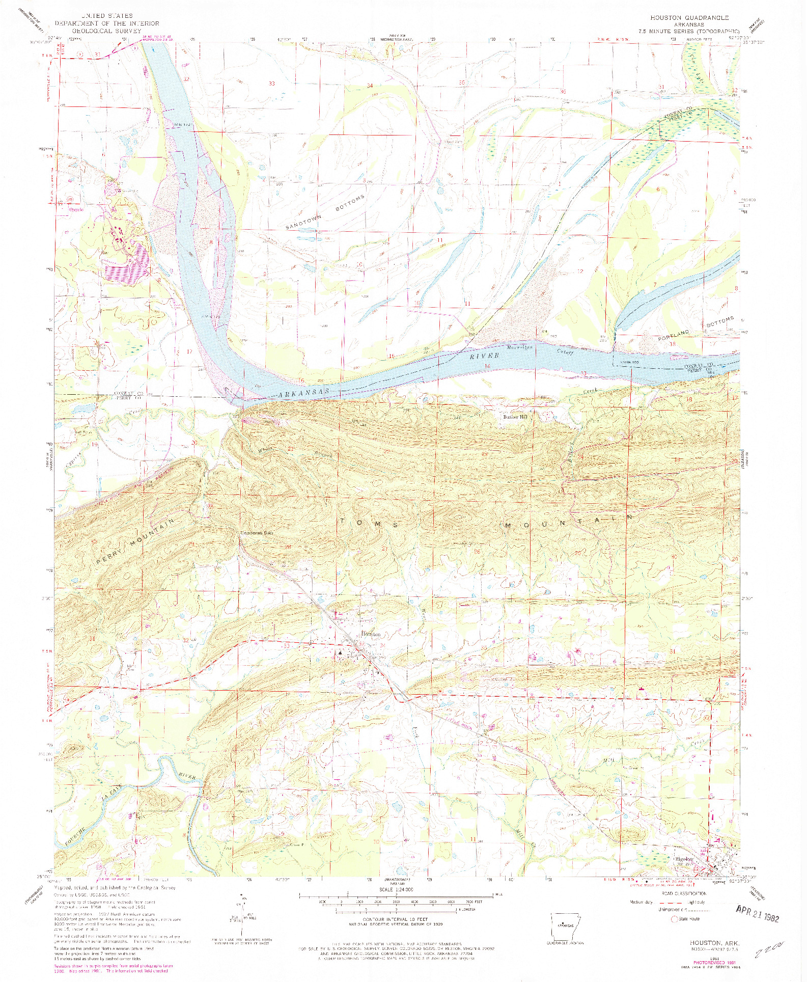 USGS 1:24000-SCALE QUADRANGLE FOR HOUSTON, AR 1961