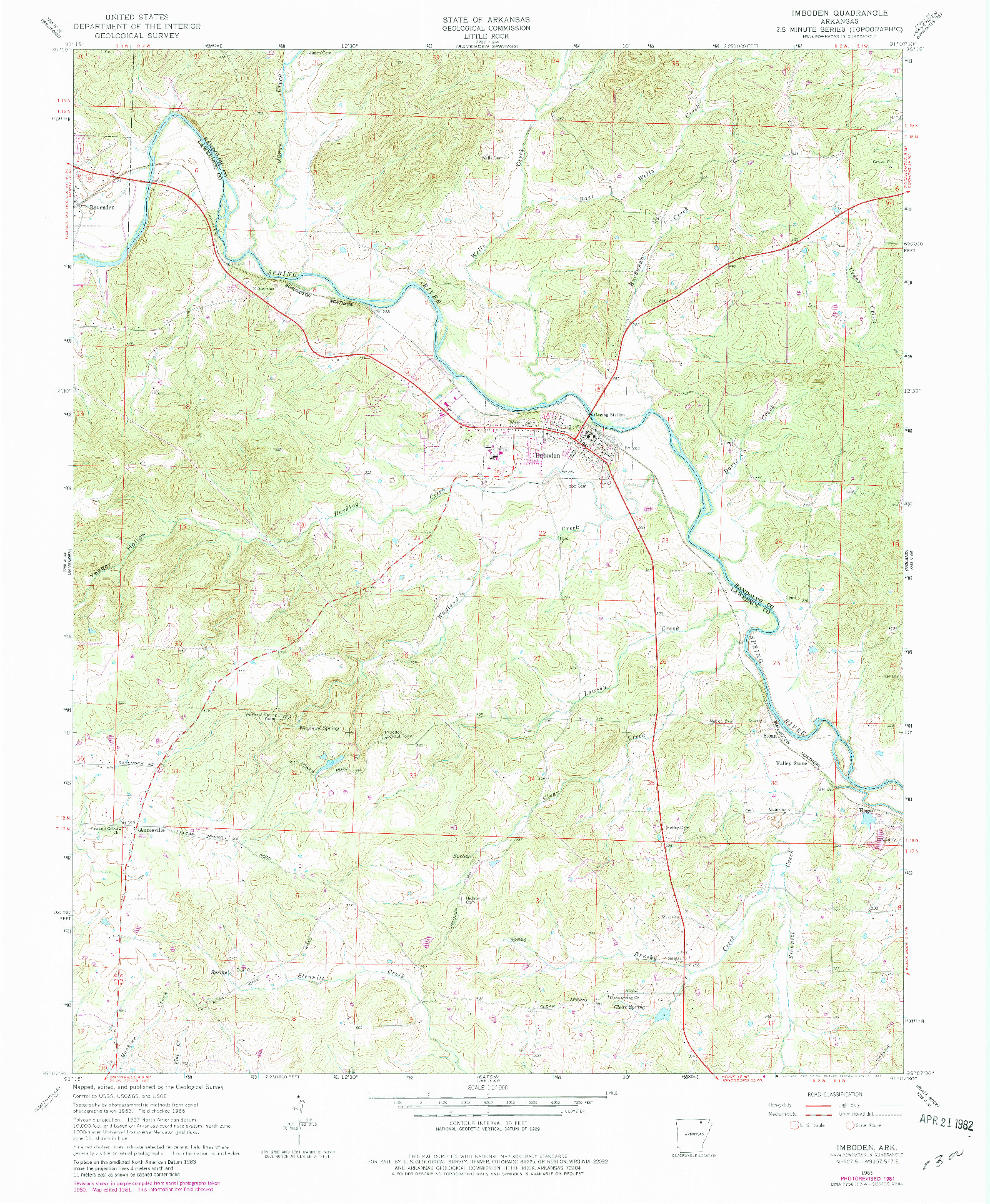 USGS 1:24000-SCALE QUADRANGLE FOR IMBODEN, AR 1966