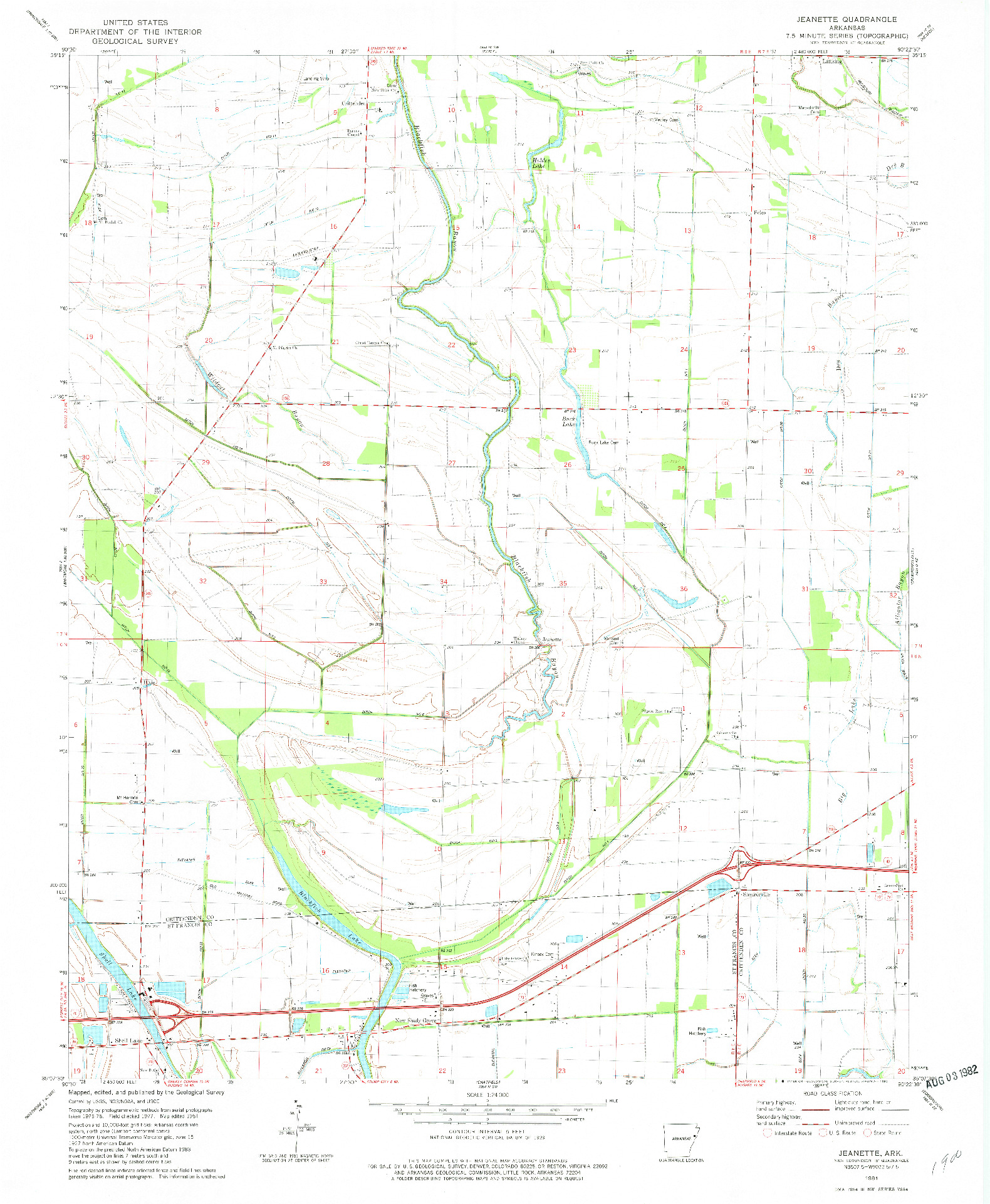 USGS 1:24000-SCALE QUADRANGLE FOR JEANETTE, AR 1981