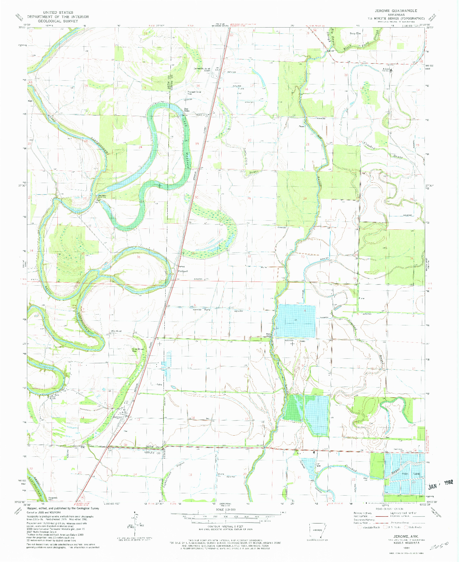 USGS 1:24000-SCALE QUADRANGLE FOR JEROME, AR 1981