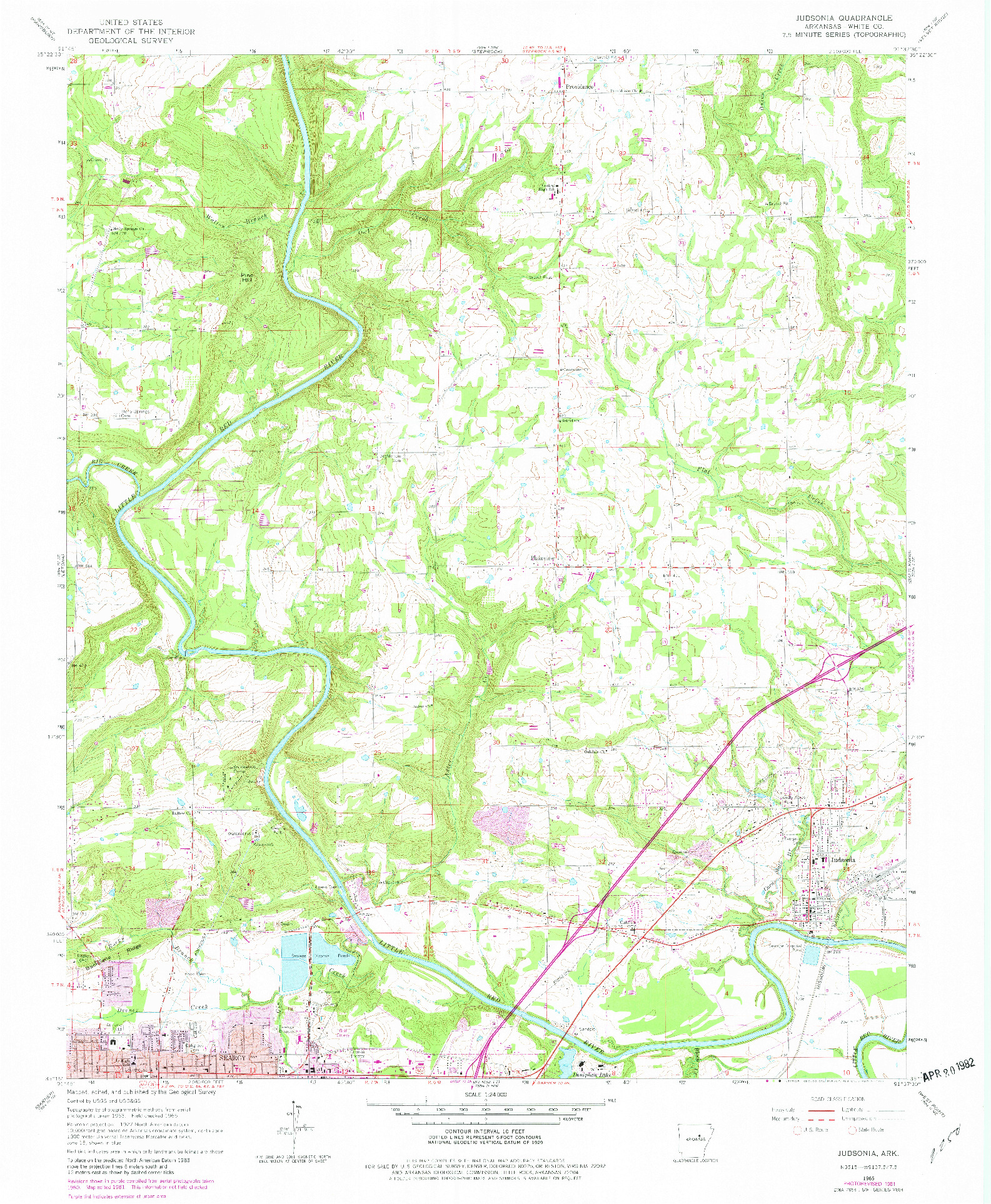 USGS 1:24000-SCALE QUADRANGLE FOR JUDSONIA, AR 1965